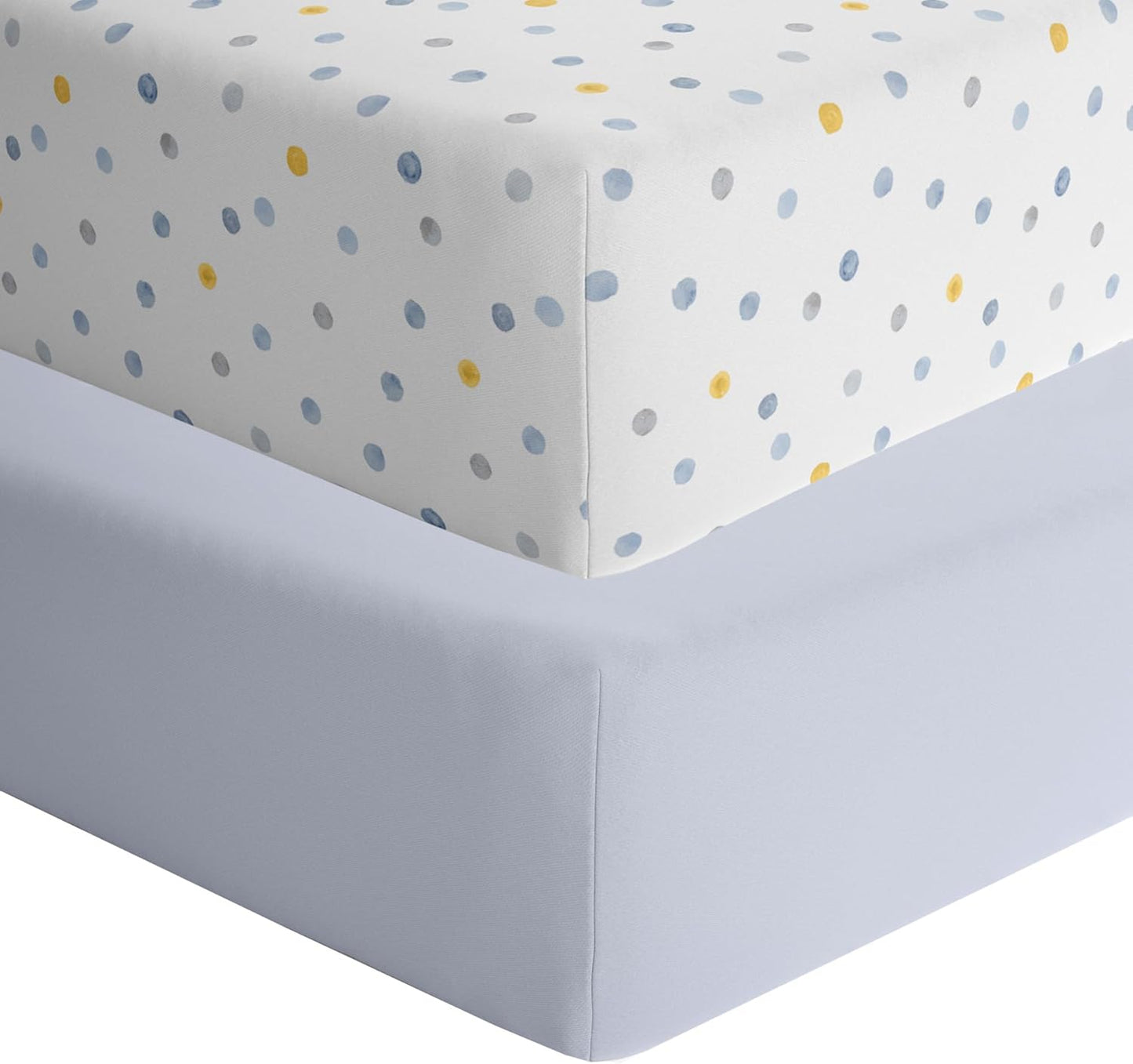 Featherhead™ 2-Pack Fitted Crib Sheets - 100% Cotton - 52" x 28" x 9" for Standard Crib and Toddler Mattress (Jersey Boys Polka)
