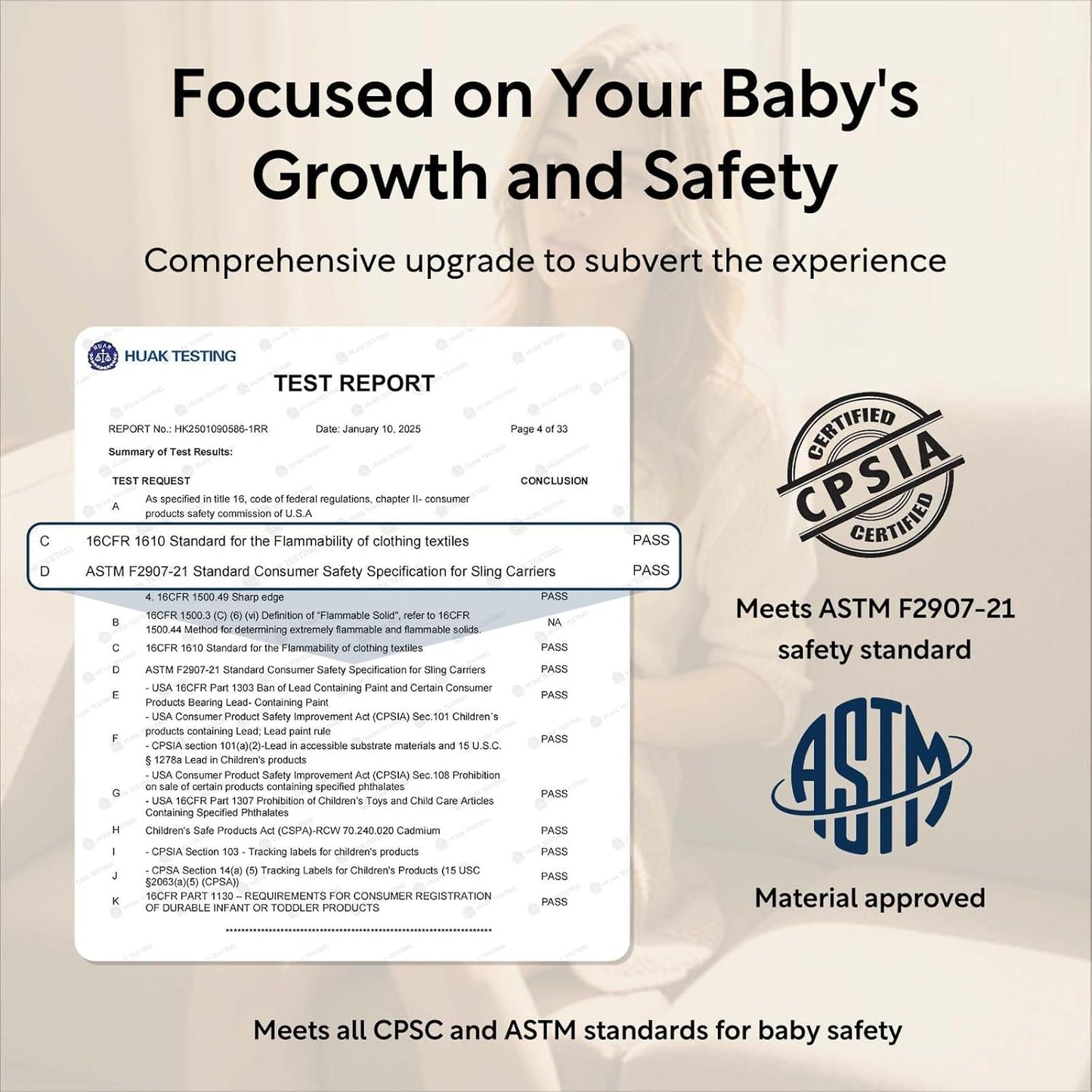 Plus Size Baby Sling Carrier - Baby Carrier Extended Adjustable Design for Larger Kids, Breathable Anti-Slip Support up to 45 lbs, ASTM Certified (Plus-Black)