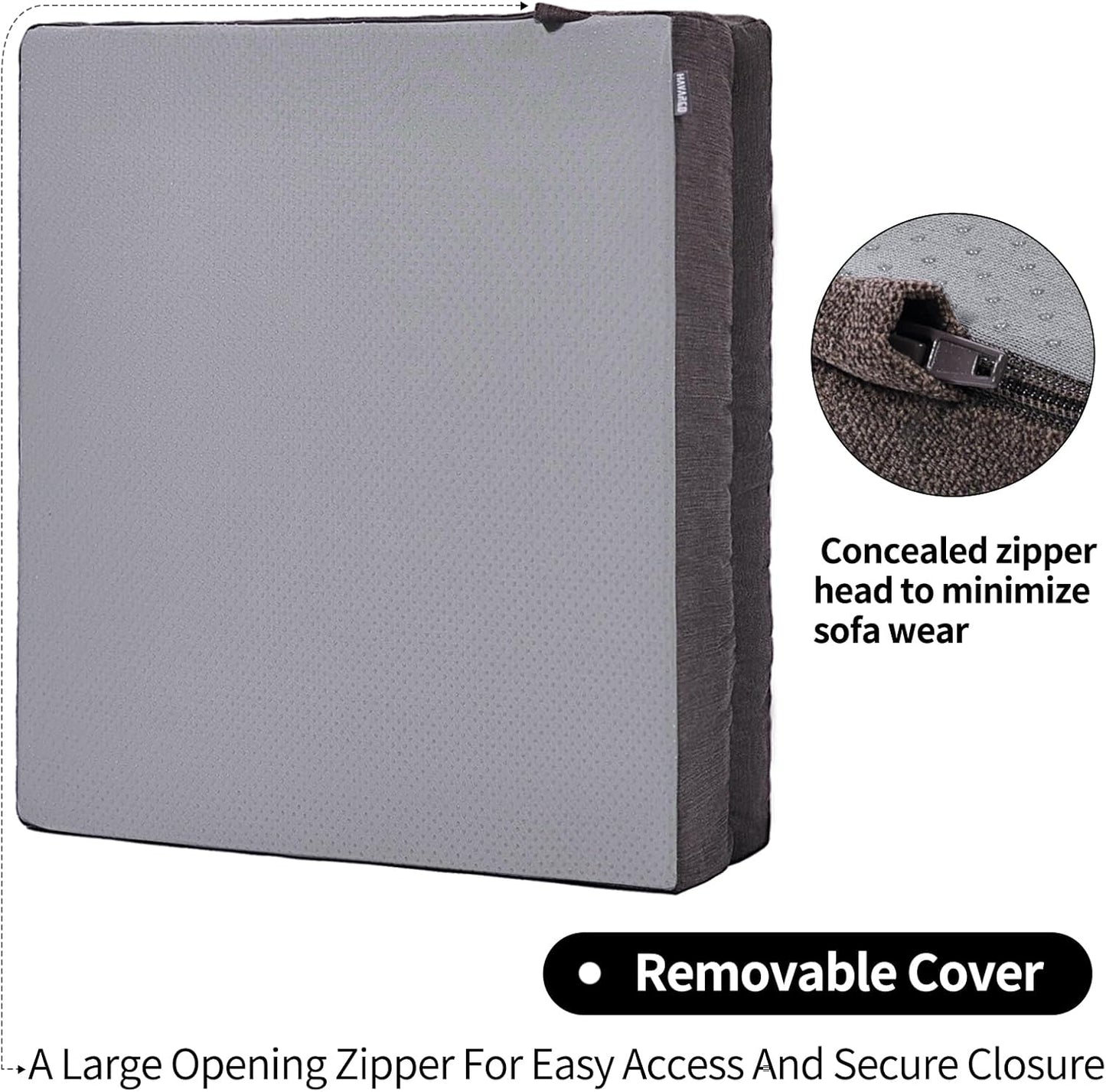 HAVARGO Recliner Cushions for Elderly, 20x20x4 Inch Thick Chair Cushion for Shorter Users Patent Design Soft Tufted Dual Layer Booster Seat Cushions for Seniors Recliner Risers Taupe 1P