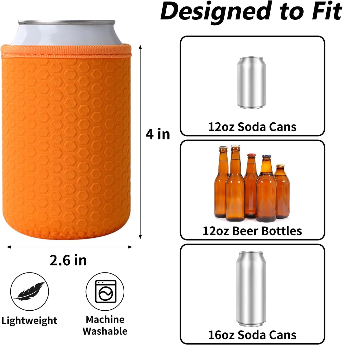 5 Pcs Insulated Can Sleeve, Reusable Can Cooler Sleeves, Non-slip Neoprene Beer Bottle Cover Holder for 12oz Standard Can Soda and Beer(Colorful)