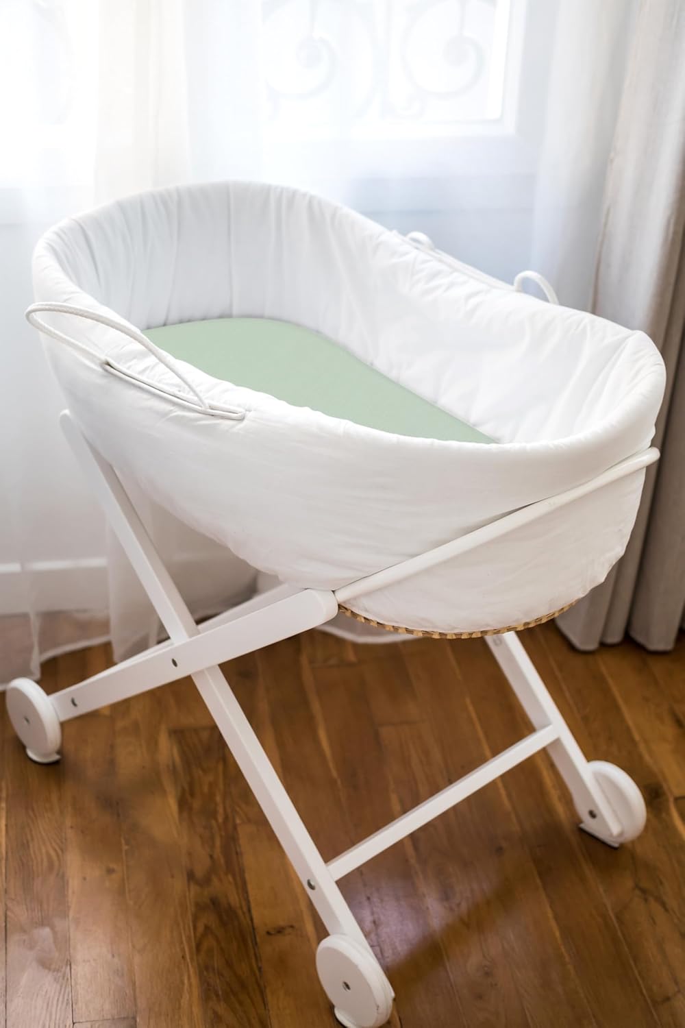 3-Pack Organic Jersey Cotton Bassinet Fitted Sheets – Fits 32 x 16 x 4 Inch Pads – Compatible with Halo, Snoo, Graco, Dream On Me, Delta – for Oval, Hourglass, and Rectangular Bassinet Mattresses