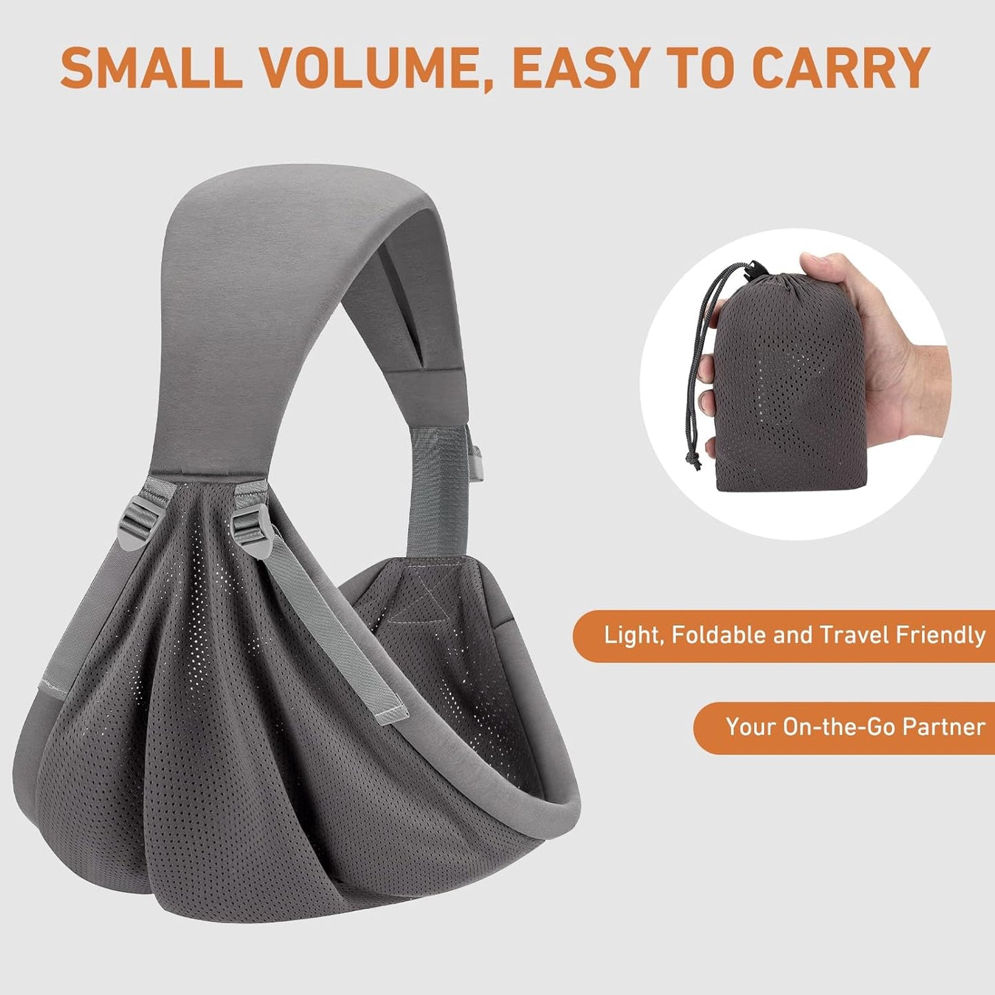 Baby Sling Carrier, Baby Carrier Newborn to Toddler, Mesh Toddler Carrier, Lightweight Breathable Summer Baby Wraps Carrier, Baby Carriers One Size Fits All (Dark Grey)