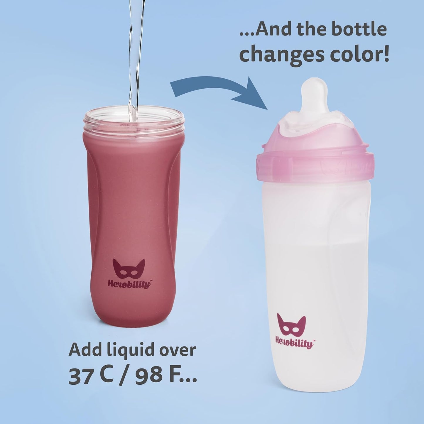 Herobility Glass Baby Bottle - 7.8 fl oz/220 ml - 3 Pack | Heat Sensing Color-Changing Bottle with Double Anti-Colic Nipple - Silicone Coating - Breastlike Nipples for Newborn Babies - Teal Color