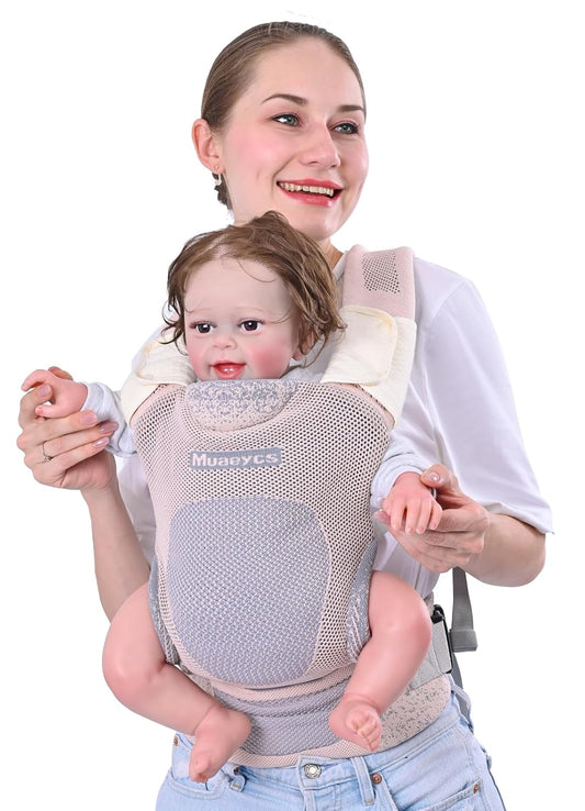 Baby Carrier Newborn to Toddler, Ergonomic, Breathable and Lightweight Newborn Carrier, Infant Carrier for 7-33 lbs, Easy Adjustable, Soft(Light Pink)