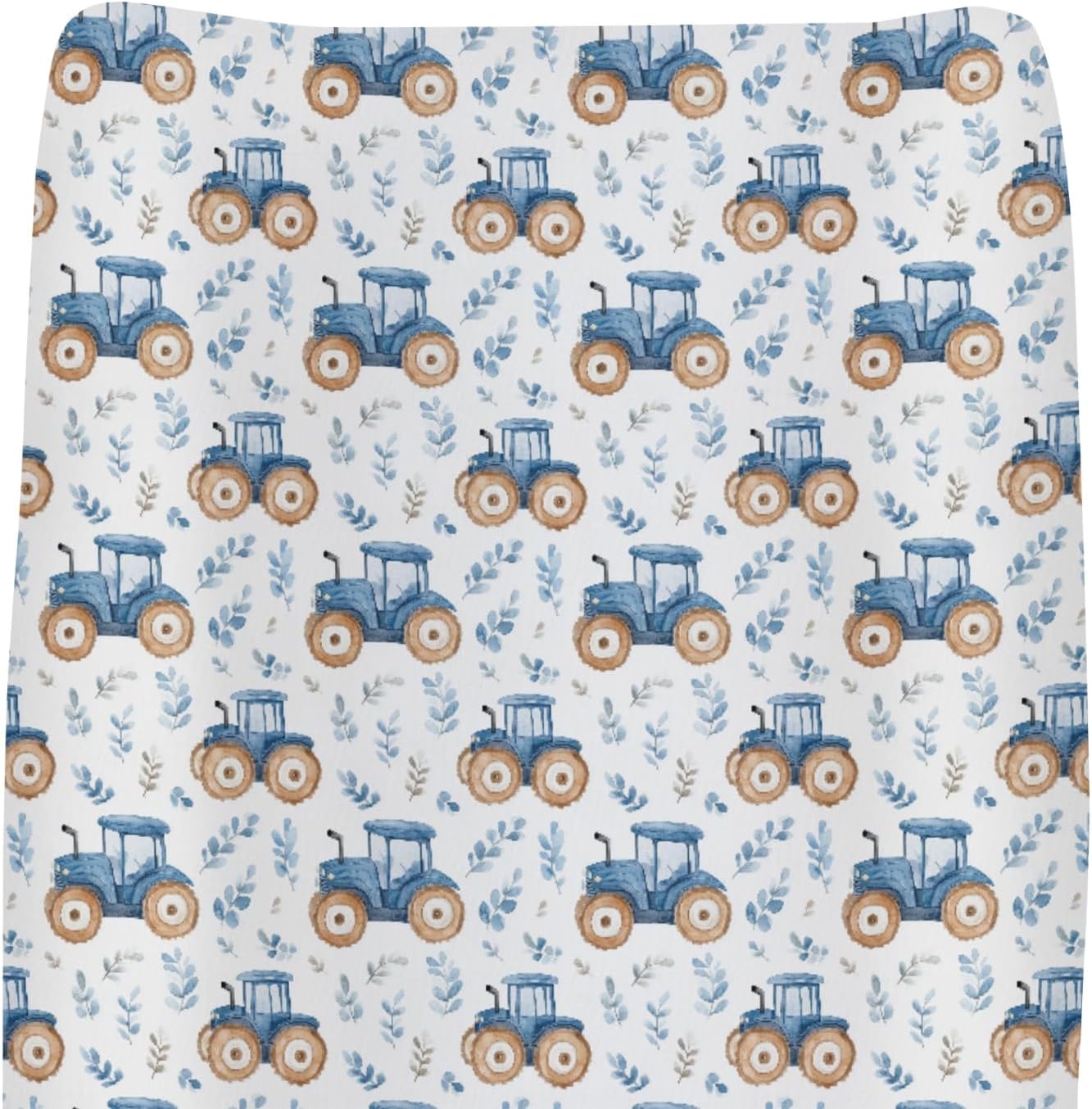 Watercolor Blue Tractors Baby Changing Pad Covers for Boy Girl Farm Tractors Boho Leaves Fitted Change Table Mats Farm Life Soft Diaper Change Table Cover Sheets for 32''×16'' Contoured Pad
