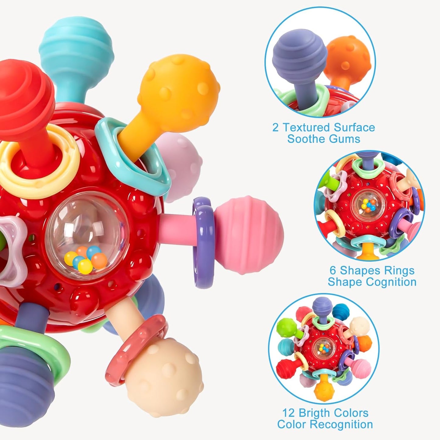 Baby Montessori Sensory Toys for 0-6 6-12 Months, Baby Teether Teething Toys for Babies 0 3 6 9 12 18 Months, Newborn Infant Learning Developmental Toys Gifts for 1 2 Year Old Boys Girls