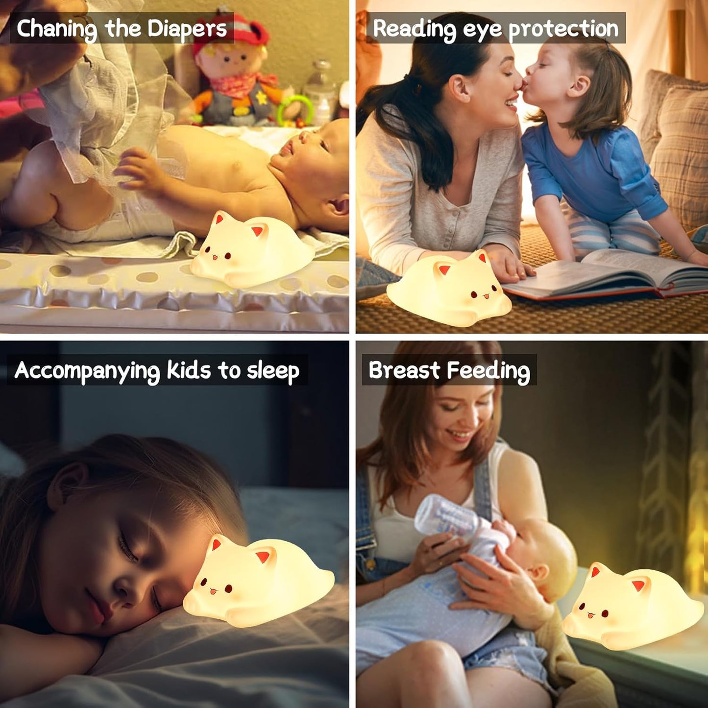 ZKLiLi Night Light for Kids Lamp, 16 Colors Cat Lamp Cute Lamp, Dimmable Baby Night Lights for Nursery,Silicone Rechargeable Nightlight for Kids Room, Kawaii Room Decor Cat Decor,Cute Gifts for Girls