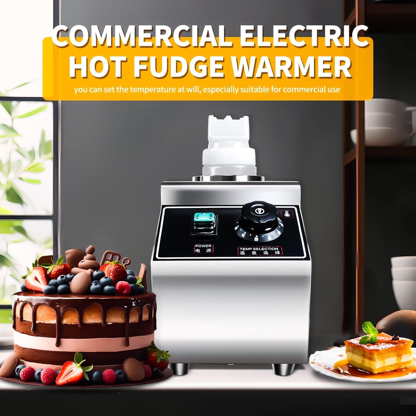 YOOKTEN Electric Nacho Cheese Sauce Warmer,0.68 Qt Cheese Sauce Dispenser Hot Fudge Bottle Warmer Cheese Sauce Warmer Dispenser Hot Chocolate Warmer and Dispenser with Bottles,86-185℉Adjustable 110V