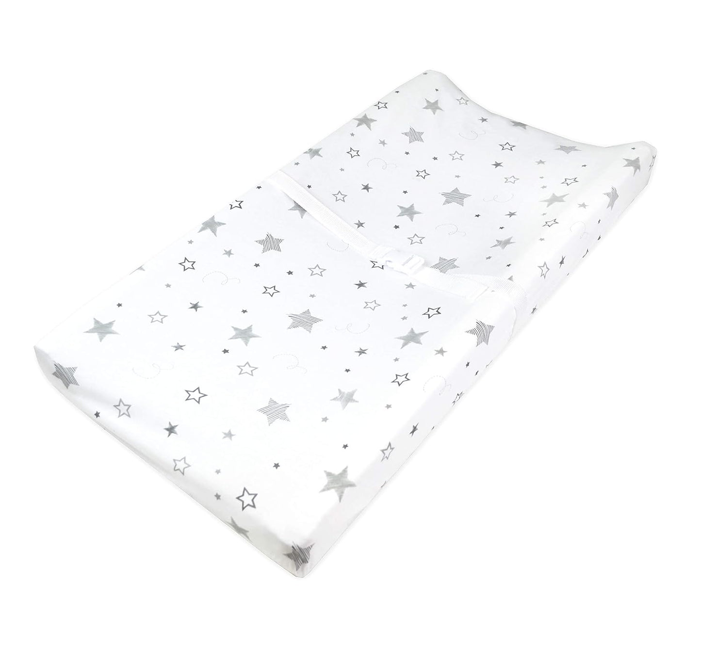 American Baby Company 2 Pack Printed 100% Cotton Knit Fitted Contoured Changing Table Pad Cover - Compatible with Mika Micky Bassinet, Golden Yellow Stars/Super Stars, for Boys and Girls