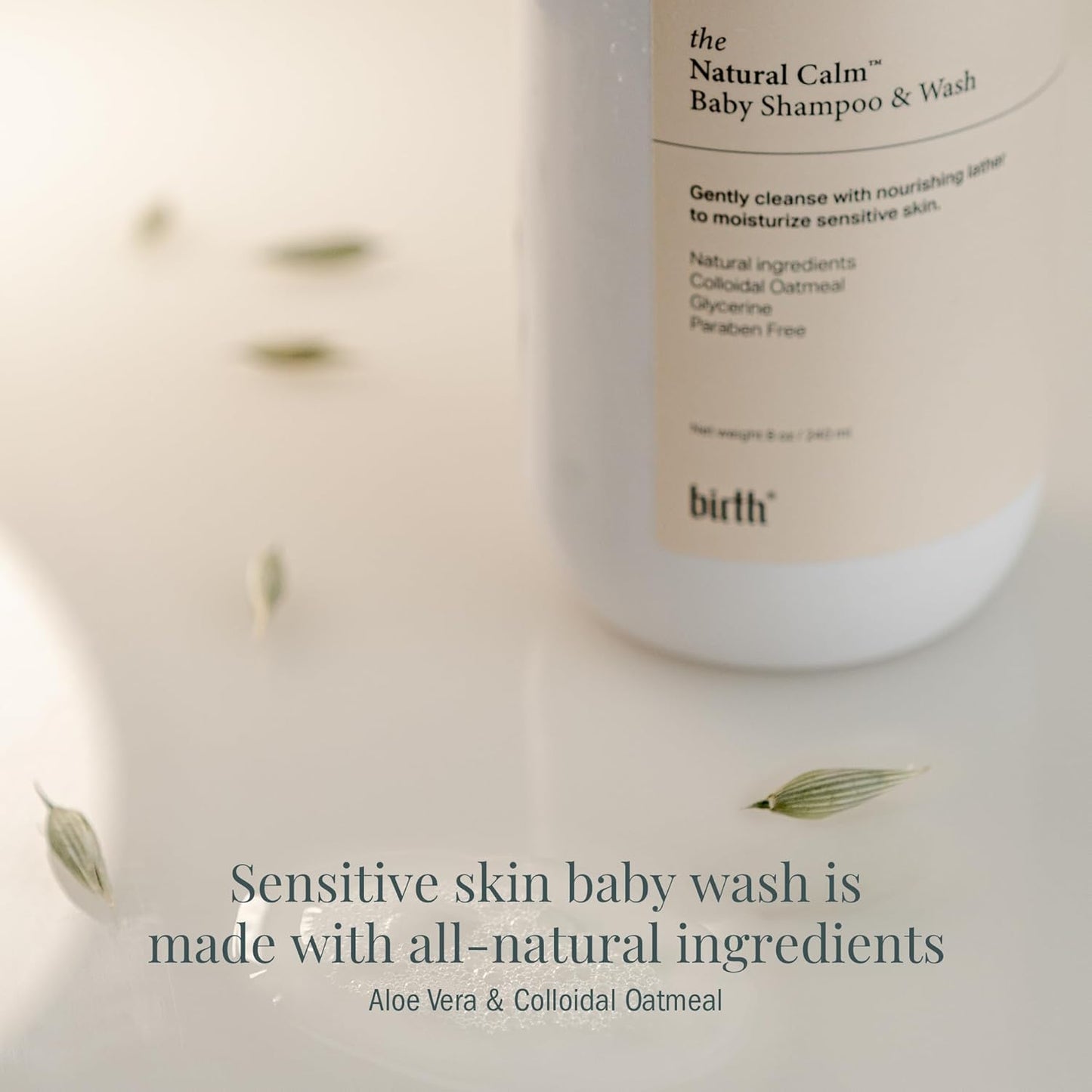 BIRTH SKINCARE Baby Shampoo & Wash - 2-in-1 Gentle Cleansing Aloe Vera & Colloidal Oatmeal Formula for Babies - Soothing, PH-Balanced Baby Body Wash - Free of Parabens, 8oz/ 240ml