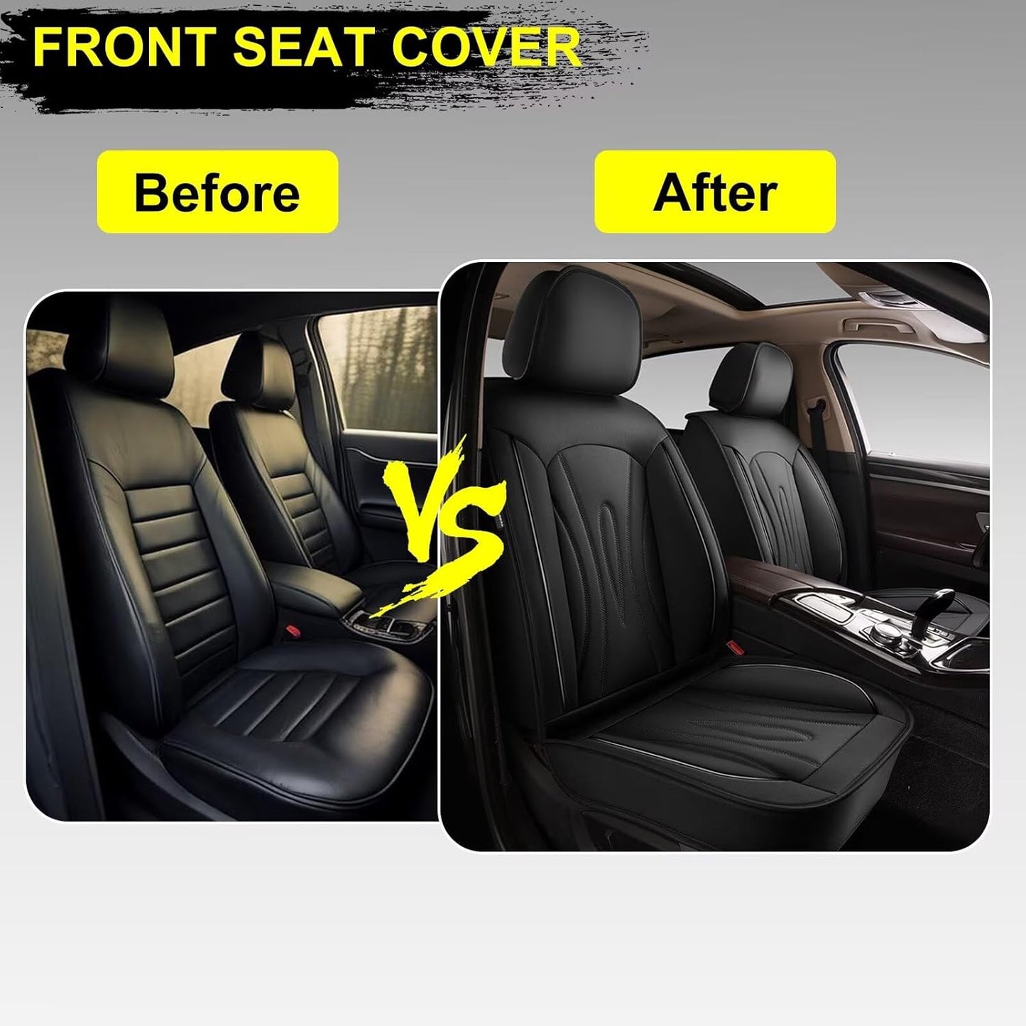Car Seat Covers Fit for Mercedes-Benz GLC 2016-2024: Faux Leather Front Seat Covers Waterproof Auto Seat Protector with Compatible Airbag(2 Seats, Black)