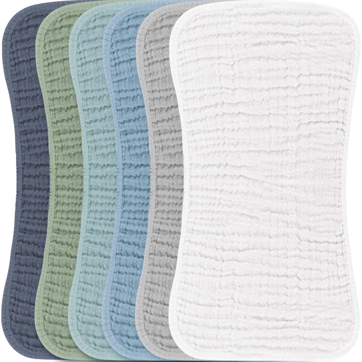 Konssy Muslin Baby Burp Cloths Sets for Unisex- 6 Pack Large 100% Cotton Burping Clothes for Newborn, Baby Girls and Boys