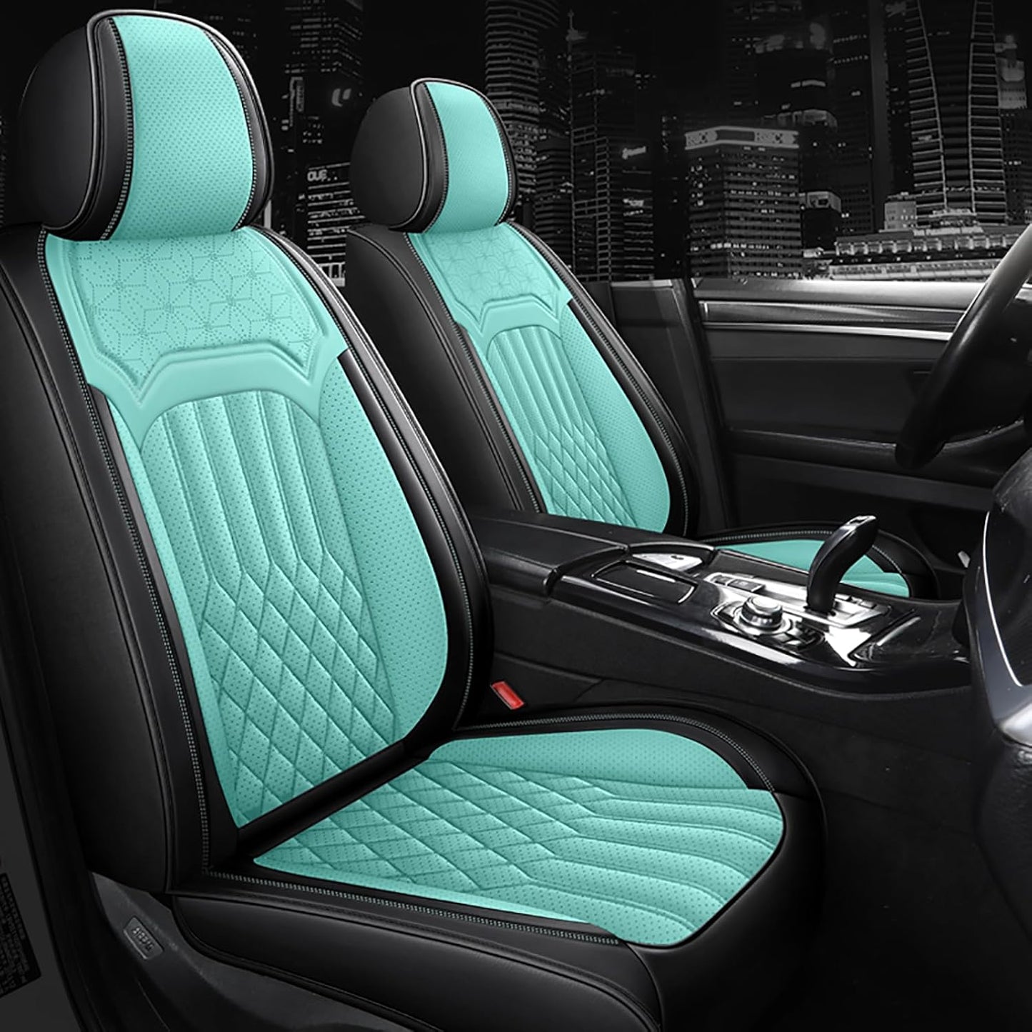 Car Seat Covers for Chevy Impala Limited 2014-2016 napa Leather Seat Covers, Waterproof Non-Slip Car Seat Protectors, Comfortable Seat Cover Adaptive Airbags（Black+Blue, 2 PCS Front）