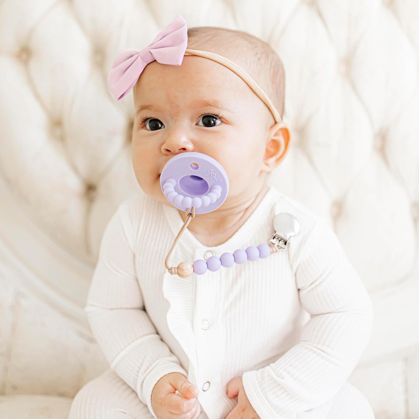 Ryan & Rose Cutie PAT All-in-One Pacifier and Teether Massaging Teething Ring and Hideaway Binky for Growing Babies (Bliss (3 Pack), Flat)