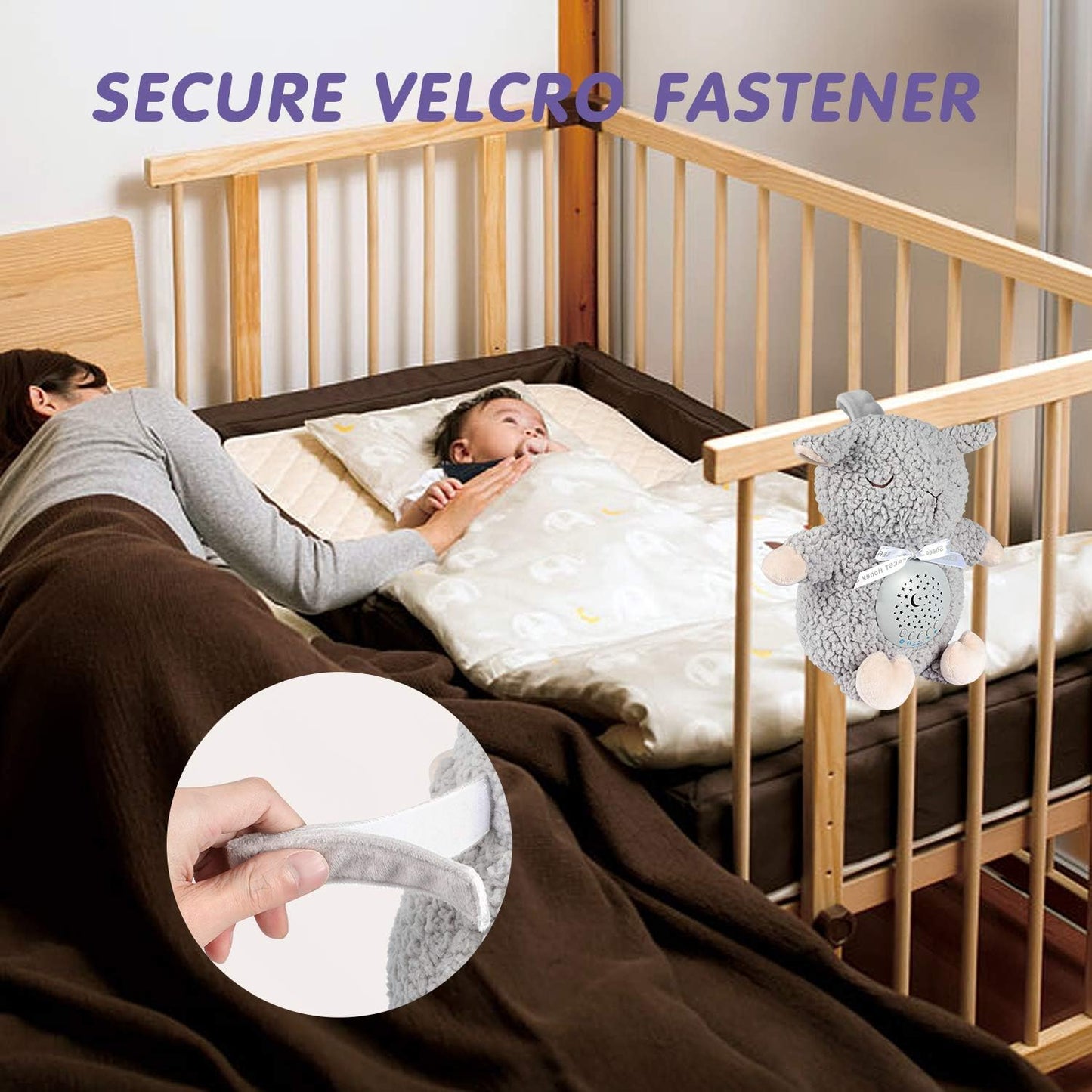 BEREST Baby Sleep Soother with Projector Night Light, Teddy Bear Sheep Musical Plush Toy with White Noise, Heartbeat, Shushing, Lullabies for Newborns, Boys & Girls Infants Shower Gift