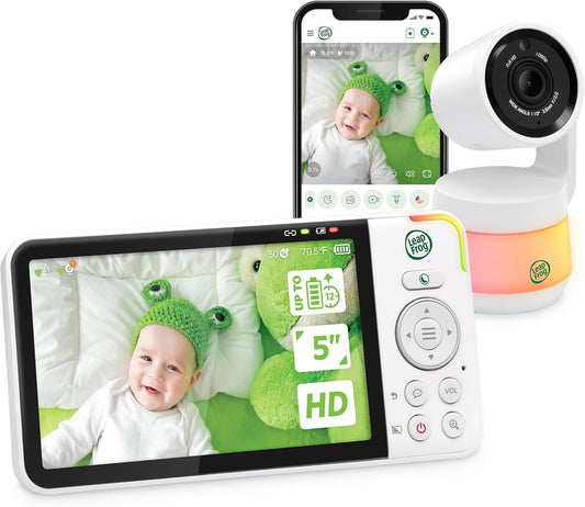 LeapFrog LF925HD Baby Monitor with Camera and Audio,1080p WiFi Remote Access Baby Monitor, 360° Pan & Tilt Camera, 8X Zoom, 5” 720p HD Display, Color Night Light &Vision, Two-Way Talk