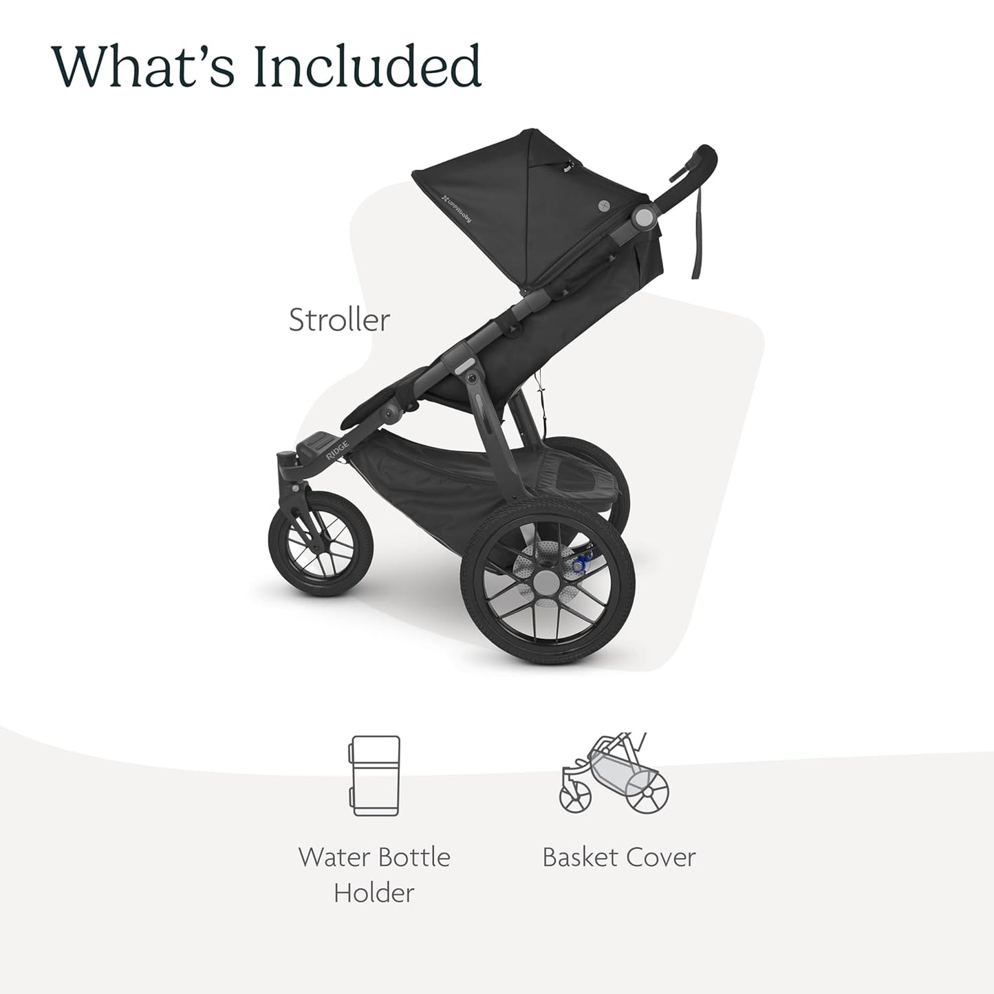UPPAbaby Ridge Jogging Stroller/Durable Performance Jogger with Never-Flat Tires/Built for Walking, Running, Hiking/Water Bottle Holder and Basket Cover Included/Jake (Charcoal/Carbon Frame)
