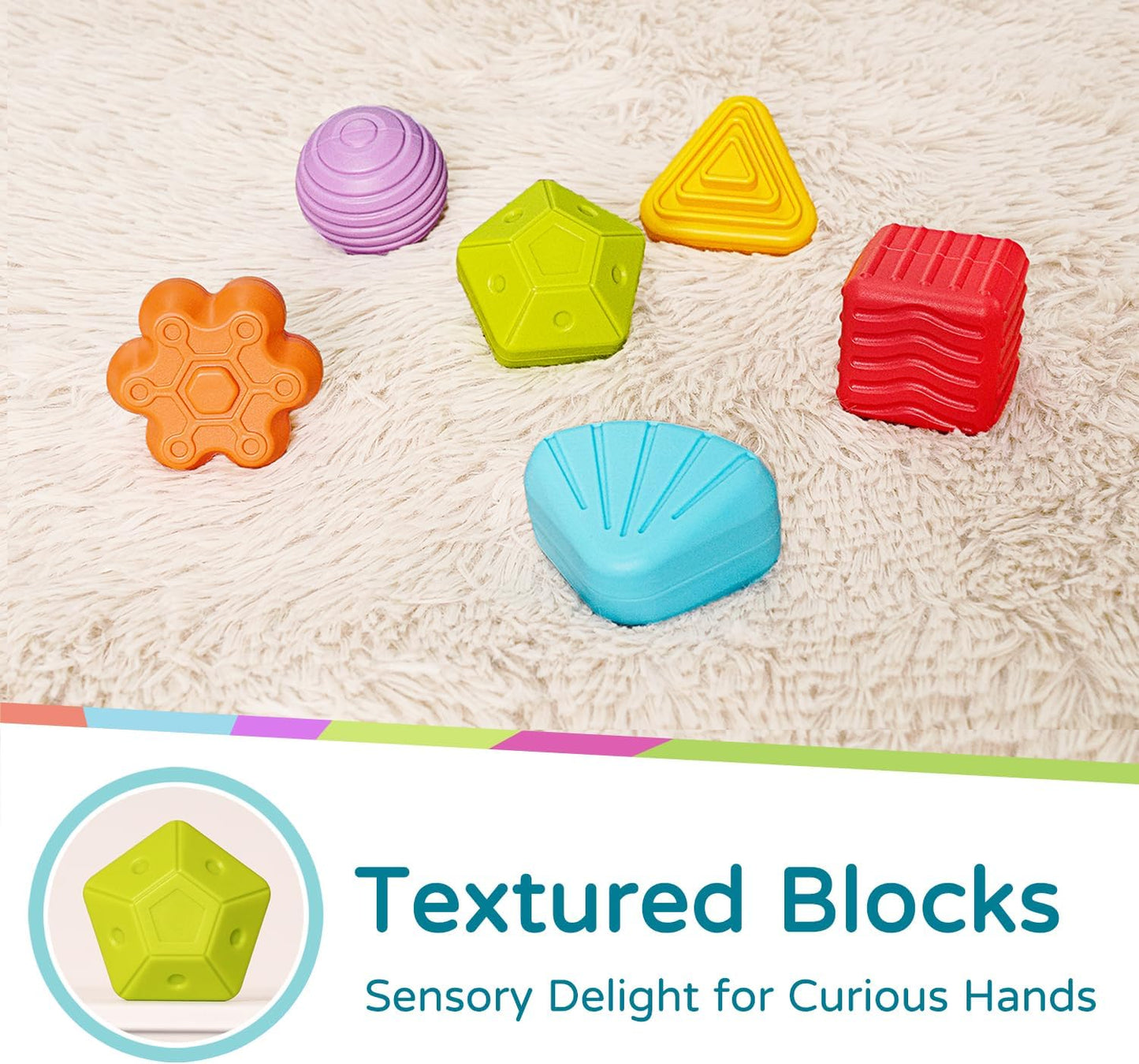 LiKee Shape Sorter Toys for 1+ Years Old, 10pcs Montessori Baby Blocks, Sensory Toddler Learning Toy for Fine Motor Skills, Infant Developmental Toys Gift for Boys Girls Ages 18+ Months