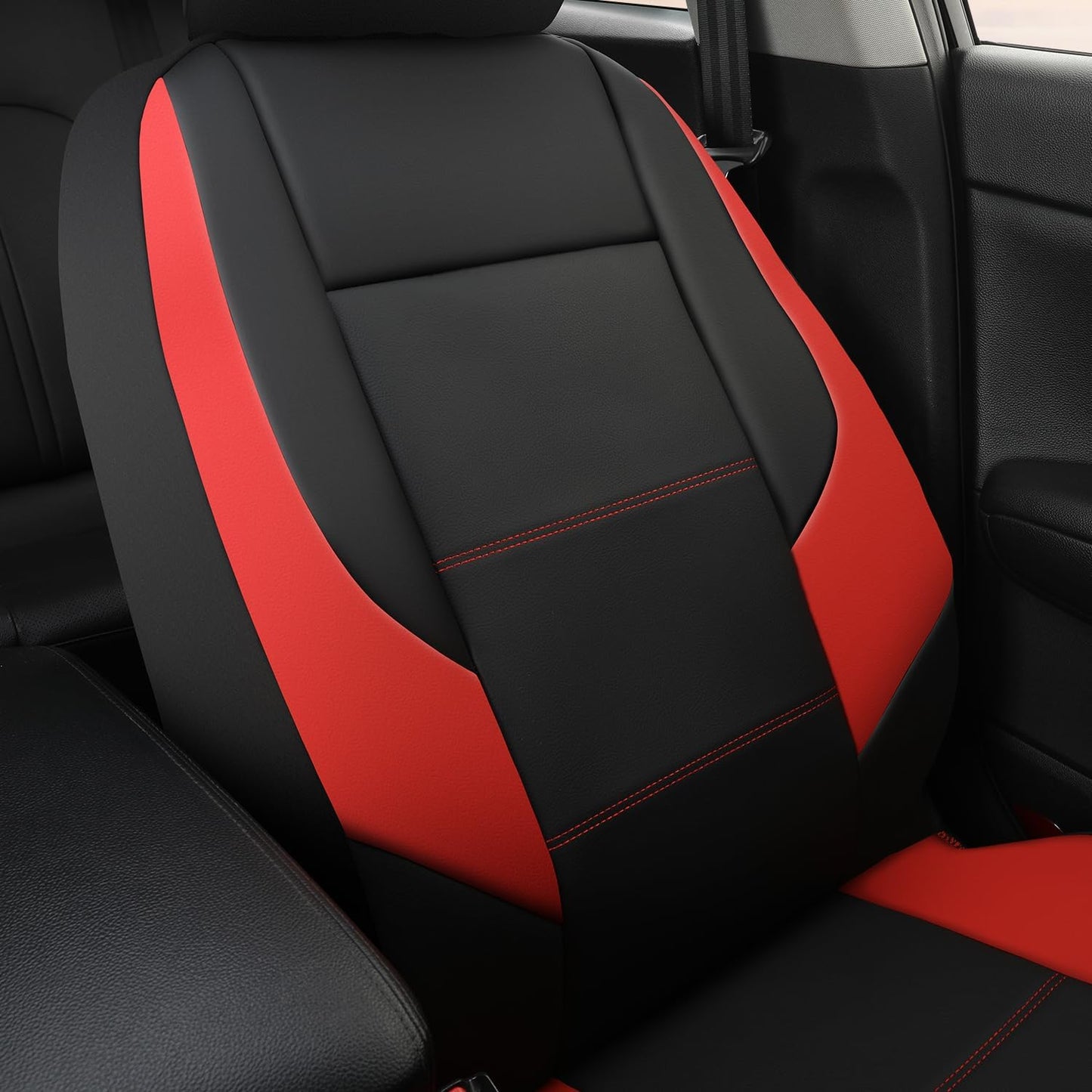 GIANT PANDA Front Car Seat Cover for Kia, Leather Bucket Seat Protectors Waterproof, Custom Fit Kia Sorento Sportage Forte Telluride K5 Seltos Soul Optima Carnival (2-Pack Red)