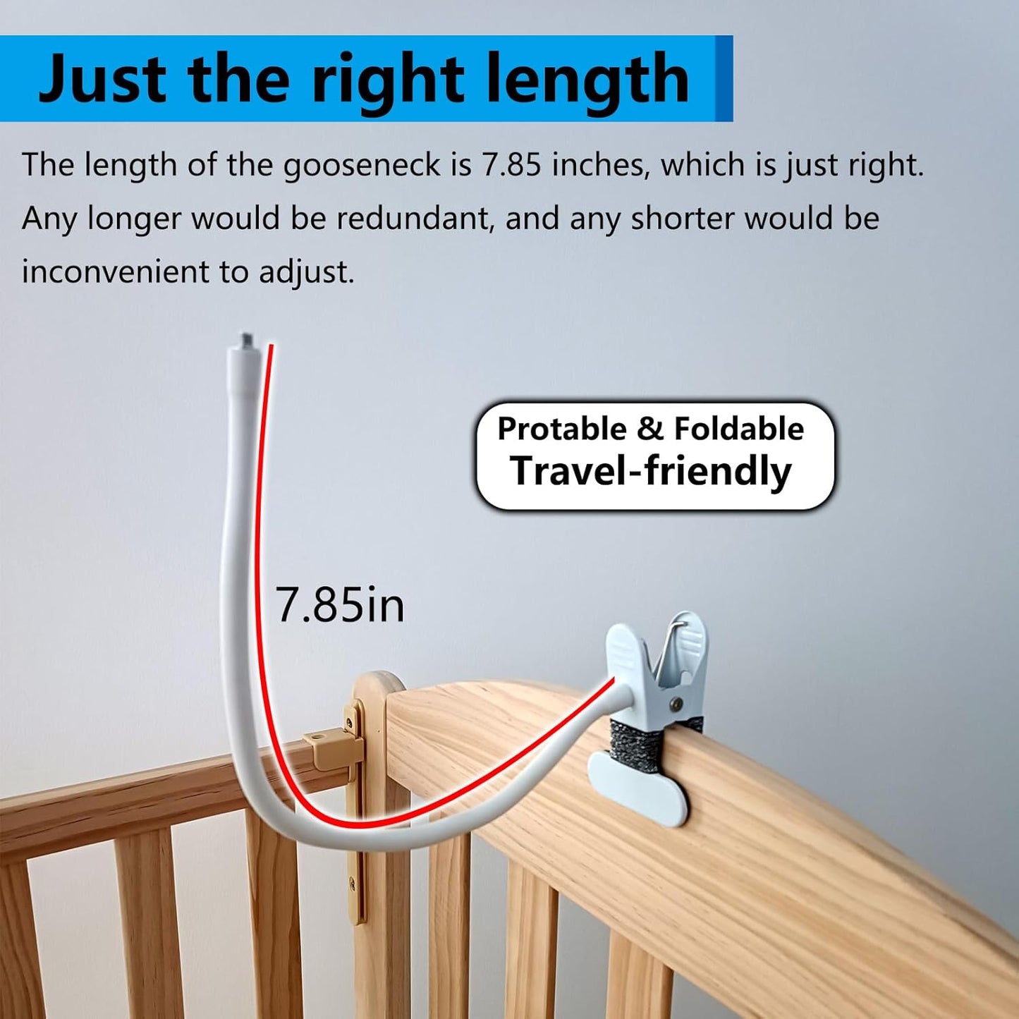 Baby Monitor Mount, 360°Adjustable, No Drill Install, Safe to Baby and Furniture, Baby Monitor Clip Baby Camera Mount for Crib Room, Compatible with HelloBaby HB65 HB66 HB6550 HB6558 HB248 Hello Baby