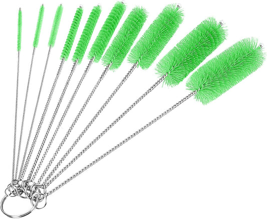 CiaraQ Bottle Cleaning Brushes, 8 Inch Nylon Tube Brush Set, Cleaner for Narrow Neck Bottles Cups with Hook, Set of 10pcs.