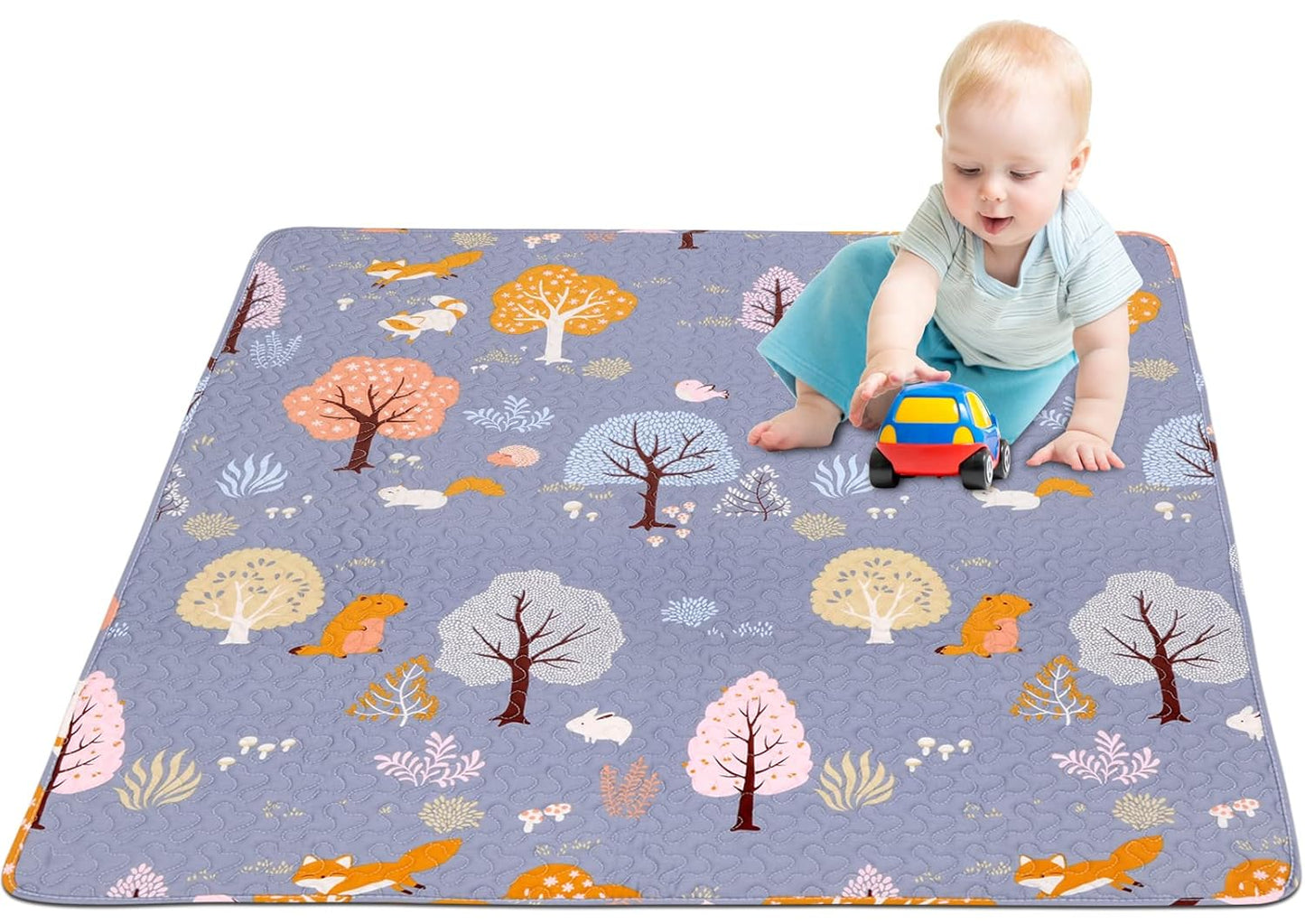 Washable Baby Play Mat Portable Playmat for Babies 63x43”, Foldable Toddler Playpen Non-Slip Baby Tummy Time Mat, Soft Floor Play Mats for Infants Extra Large Crawling