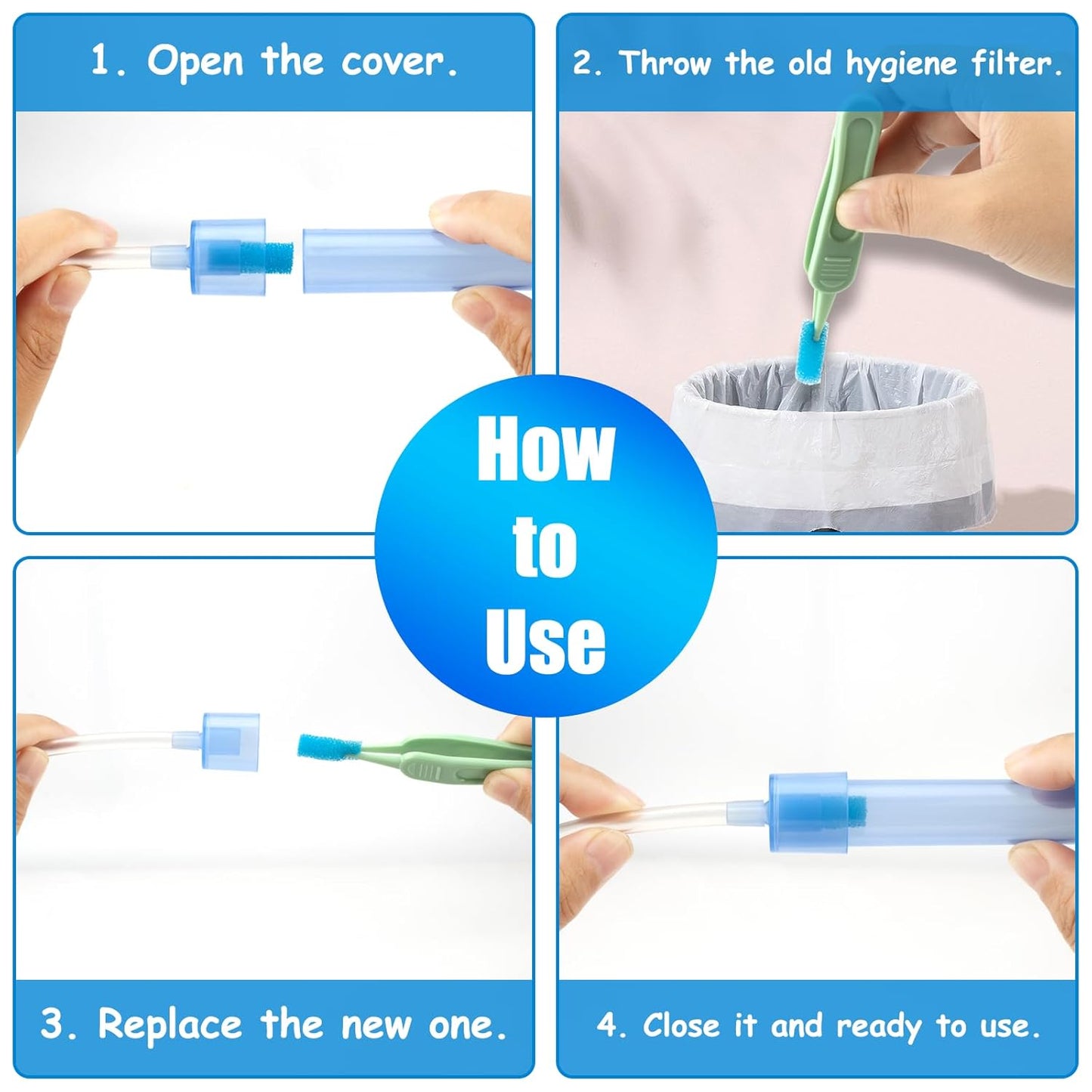 100-Pack of Premium Nasal Aspirator Hygiene Sponges, Replacement for Nosefrida Nasal Aspirator Filters, BPA, Phthalate & Latex-Free (100 Count +Tweezer)