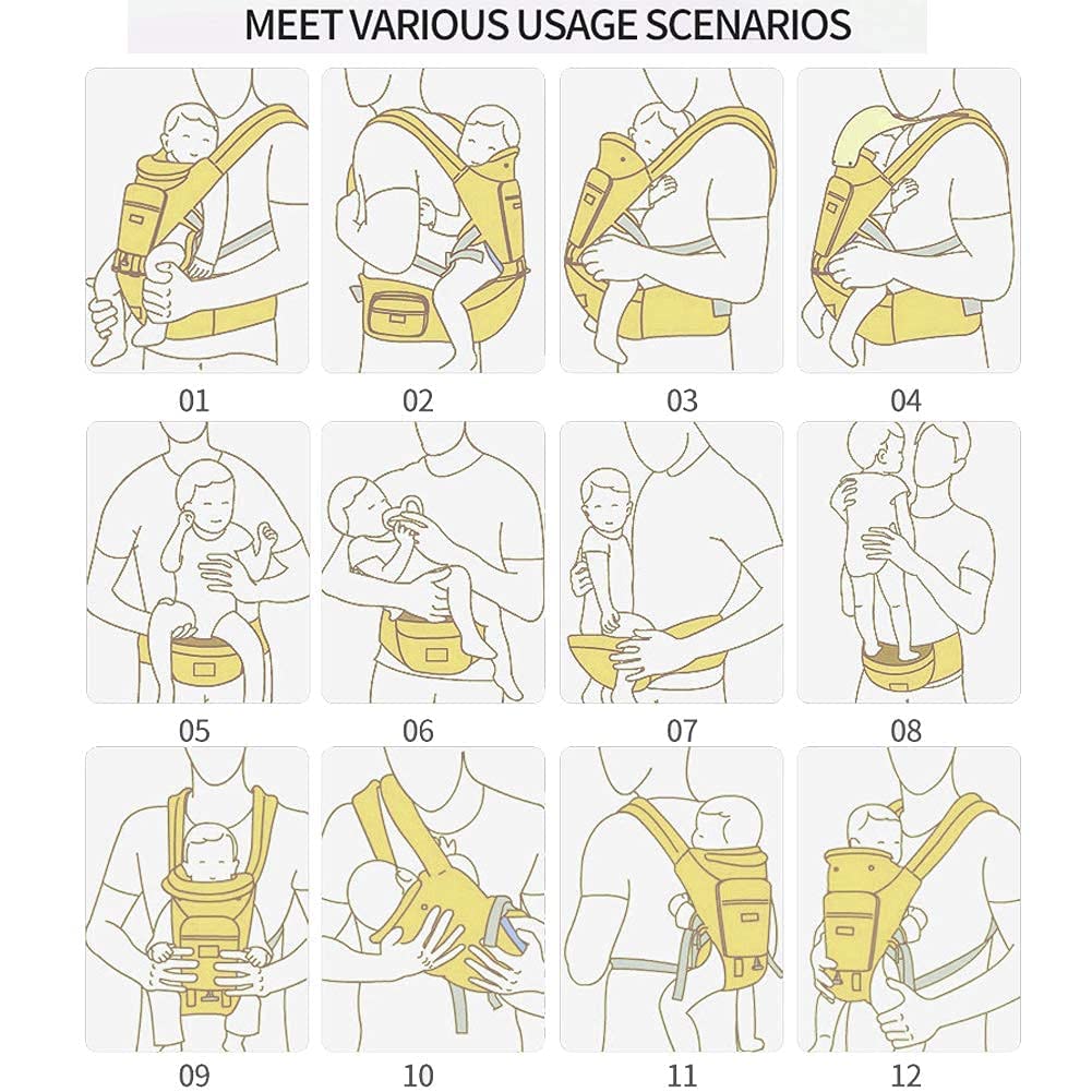Baby Carrier 6-in-1 Newborn to Toddler, Baby Carrier with Hip Seat Lumbar Support 7-41 lbs, Baby Soft Carrier for All Seasons & Positions, Adjustable Size for Shopping Hiking Travelling