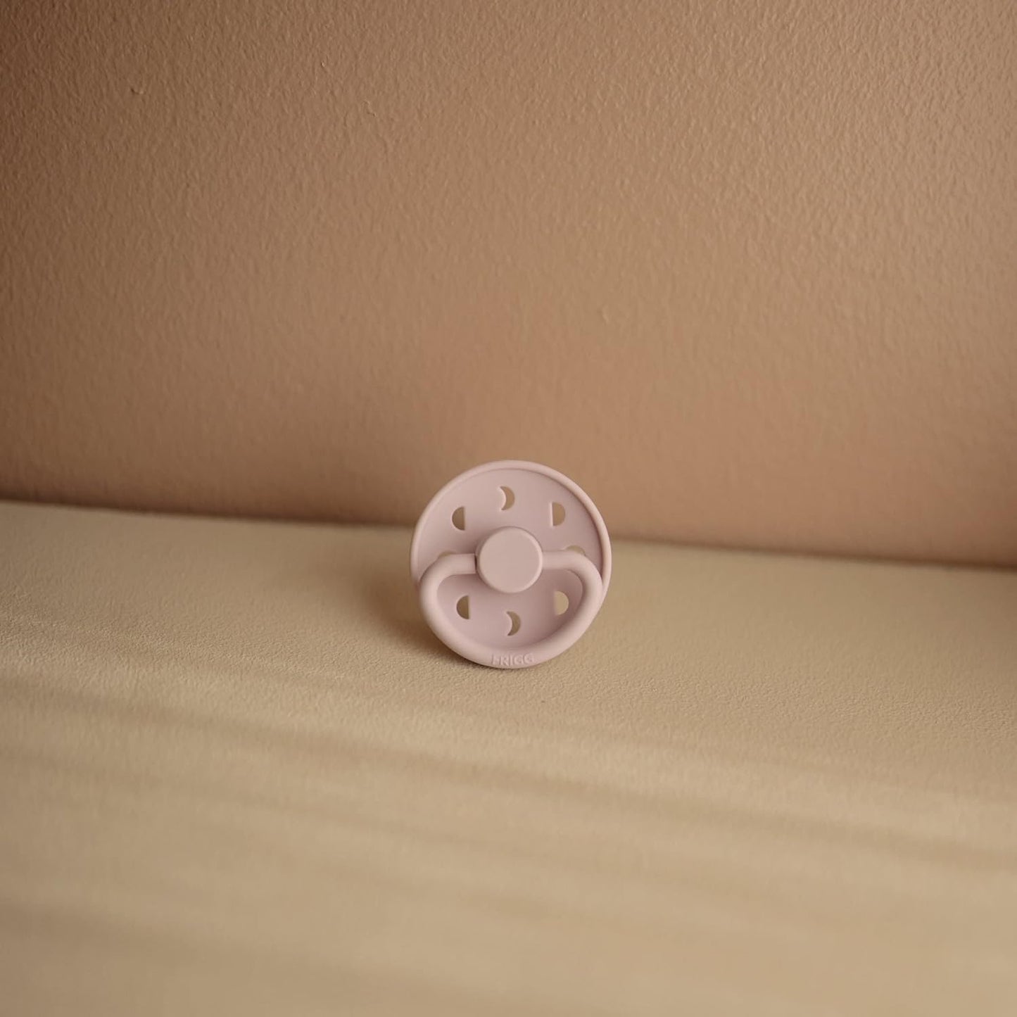 FRIGG Moon Natural Rubber Baby Pacifier | Made in Denmark | BPA-Free (Soft Lilac/Daffodil, 0-6 Months) 2-Pack