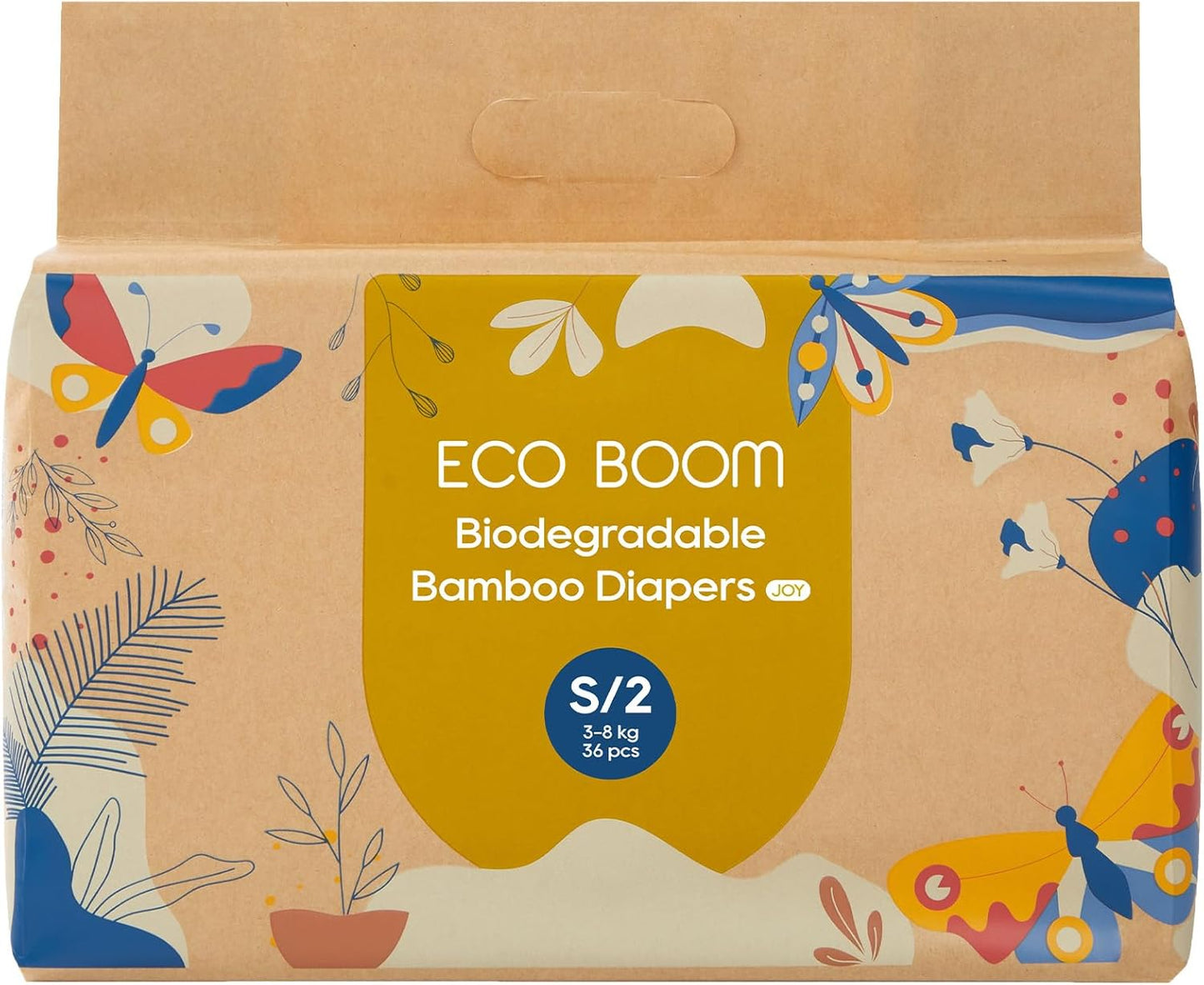 ECO BOOM Size 2 Diapers, Bamboo Viscose Diapers, Sustainable, Paper Packaging