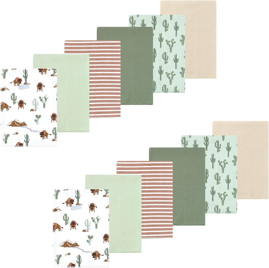 Luvable Friends Hudson Baby Flannel Burp Cloths 12pk, Forest Trail