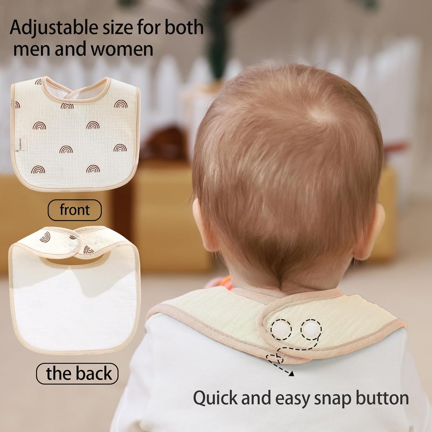 Baby Bandana Bibs, 6 Pack Waterproof Toddler Bib,Soft Cotton Absorbent Baby Bibs for Eating,Drooling,Teething