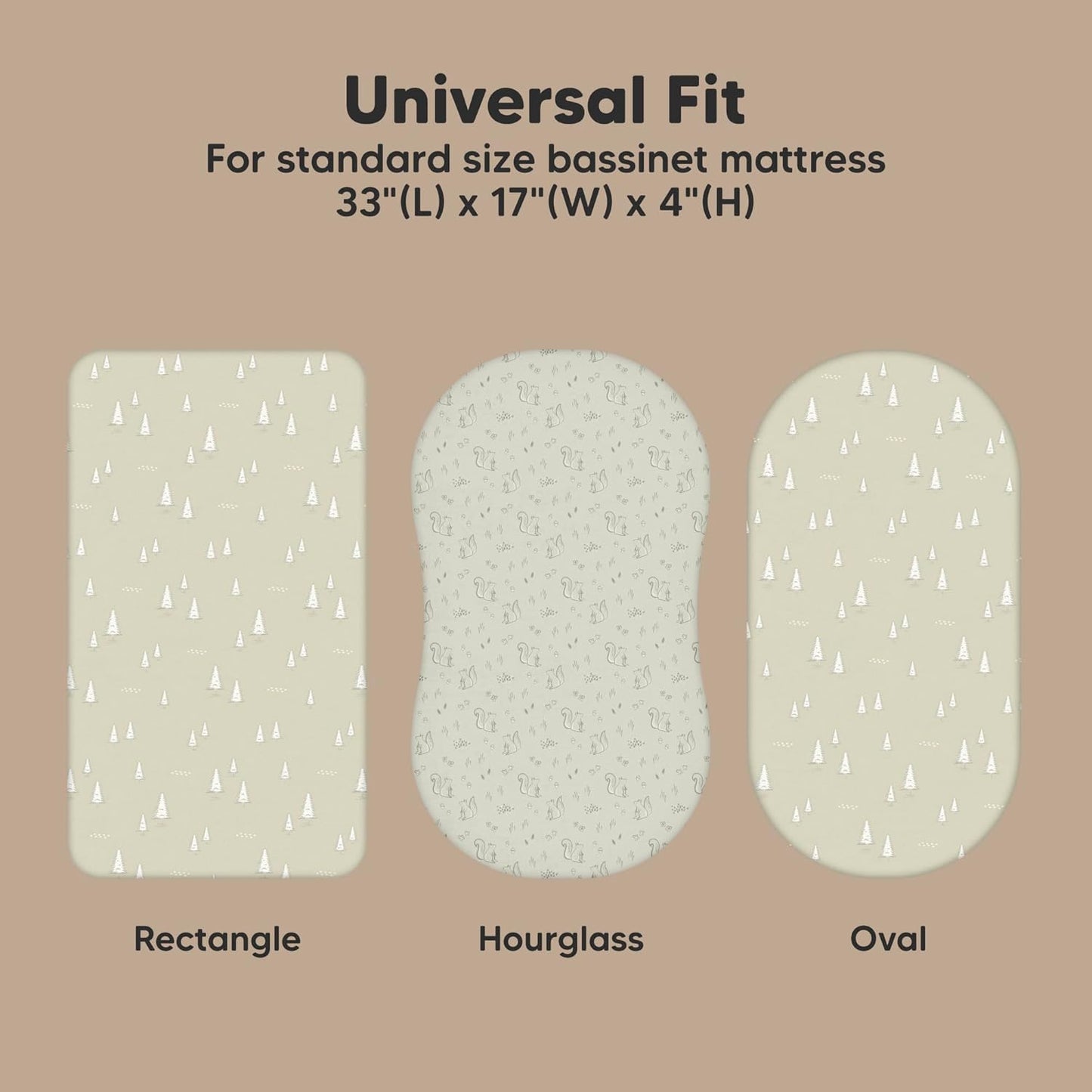 2-Pack Organic Bassinet Sheets for Girls, Boys - 100% Cotton Bassinet Mattress Sheets Compatible with Halo Bassinest Swivel Sleeper, Graco, Baby Delight, Chicco, Fitted Bassinet Sheets (Pine Grove)