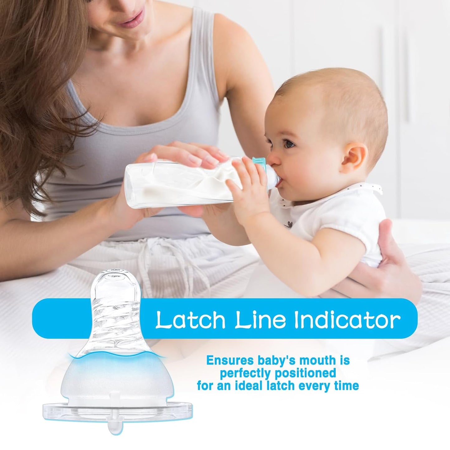 6-Count Silicone Bottle Nipples for Dr. Brown's Narrow Bottles and Evenflo Feeding Classic Standard Neck Bottles, Breast-Like, Anti-Colic Valve, Medium Flow, 3m+