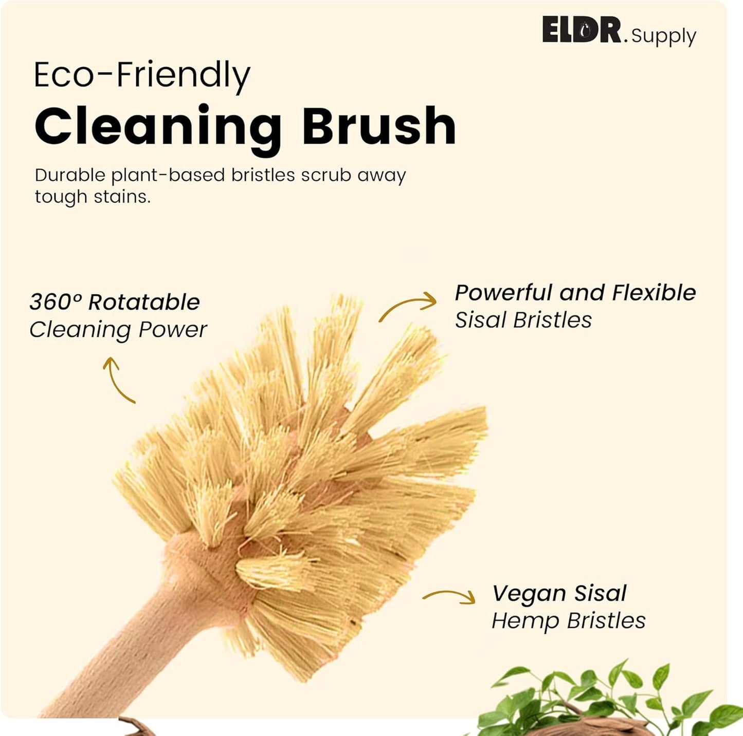 Bottle Brush, 14in Extra Long German Beechwood Handle, Strong Hemp Bristles, Zero Waste, Cleans and Scrubs Hard to Reach Wide Mouth Jars, Glasses, and Tumblers