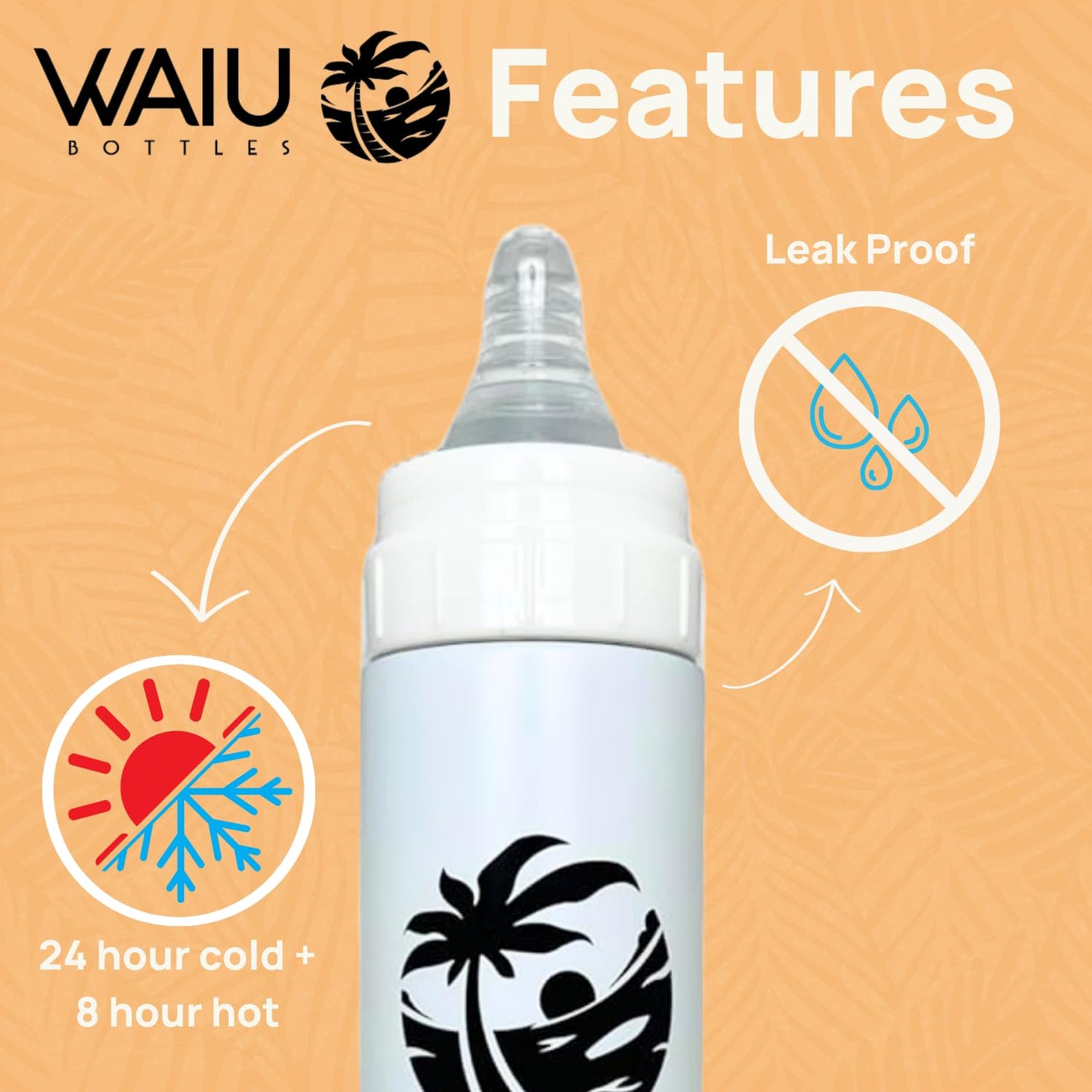 Versatile Waiu Insulated Baby Bottle | 4 oz & 6 oz Sizes | Keeps Drinks Hot for 8 Hours, Cold for 24 Hours | BPA-Free | Multiple Colors Available (White, 6 oz.)
