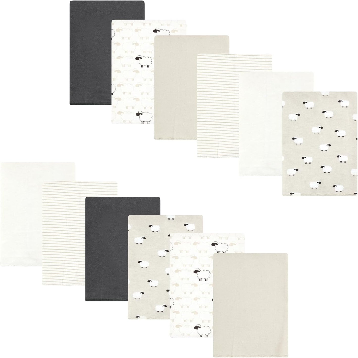 Luvable Friends Hudson Baby Flannel Burp Cloths 12pk, Beige Sheep