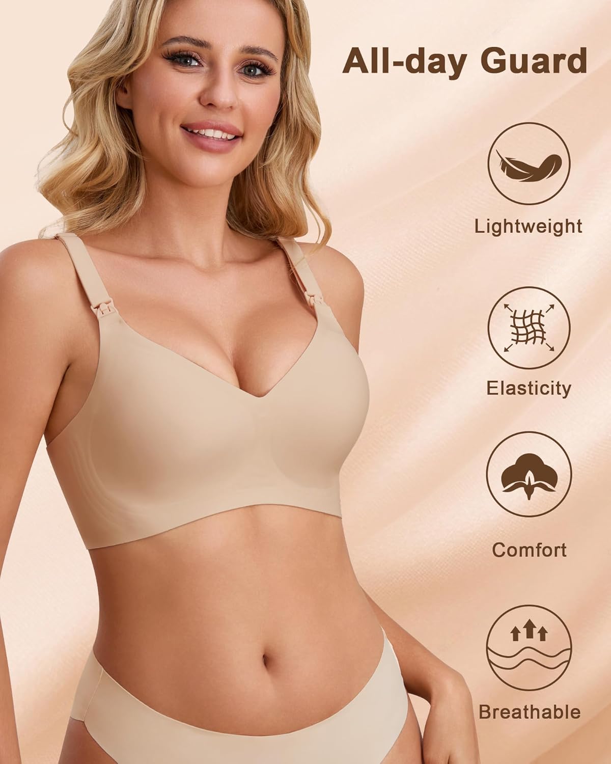 QDN 3 Pack Nursing Bras for Breastfeeding Pregnancy Bras for Women Maternity Nursing Bra Sleep Bras for Women