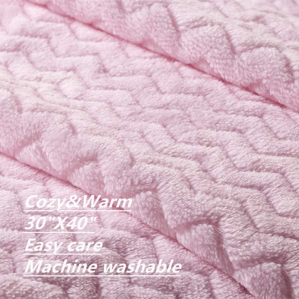 CREVENT 30''X40'' Soft Cozy Warm Baby Blankets for Boys Girls Solid Color - All Season Use - Newborn Essentials (Wave Baby Pink)