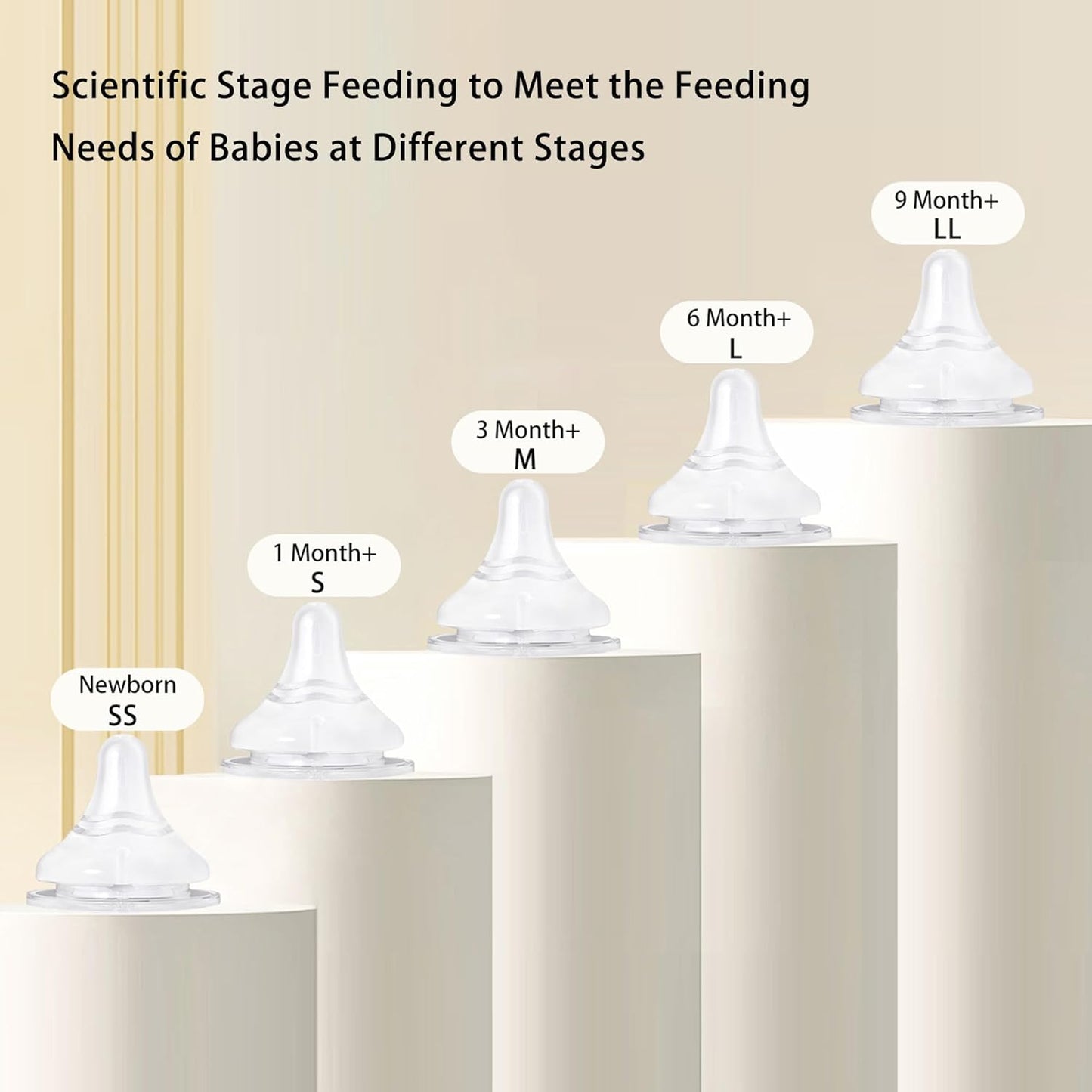 Natural Glass Baby Bottle for Breastfeeding Babies, 3oz Newborn Anti-Colic Baby Bottle with Slow Flow Nipples (SS), Clear, Wide Neck, 2 Pack, 0 Months+