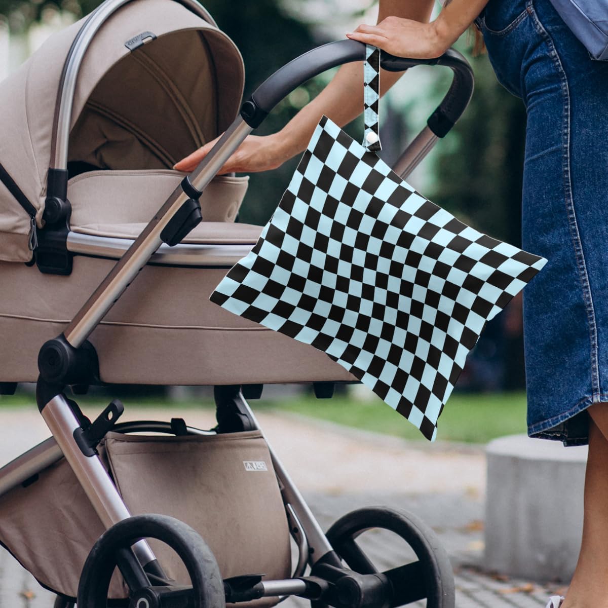 4 Pack Multicolor Checkered Wet Bag Waterproof Washable Reusable Wet Dry Bag for Swimsuit Clothes Cloth Diaper Travel Beach Pool Yoga Gym Toiletries Gift for Women Sister Bestie Birthday Christmas