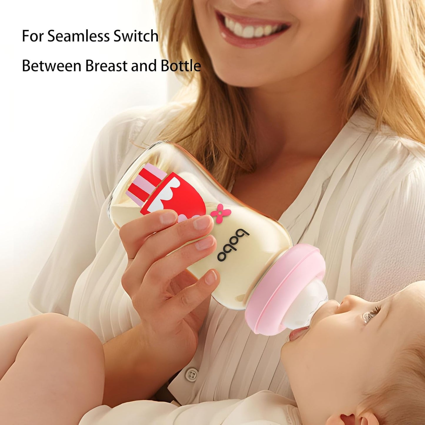 YOHKOH PPSU Baby Bottle Wide Neck, Newborn Anti-Colic Baby Bottle with Natural Response Nipple, Streamlined Body, Easy to Clean (8.8oz (Pack of 2), Red)