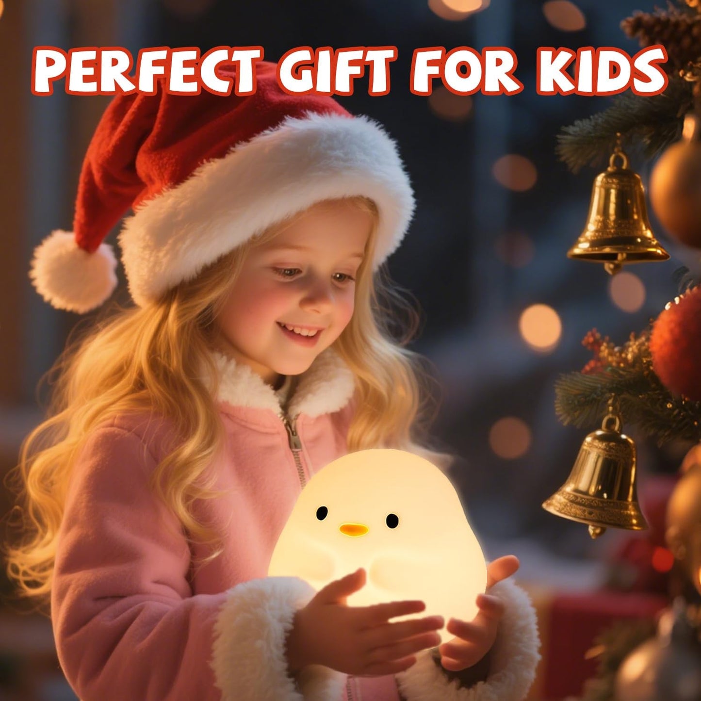 Cute Duck Night Light for Kids,Duck Squishy Lamp for Girls,Super Cute & Soft Touch Silicone Lamp for Bedrooms Nursery,Unique Kids Room Decor Gift Toy for Boys Girls Women(2 Levels)
