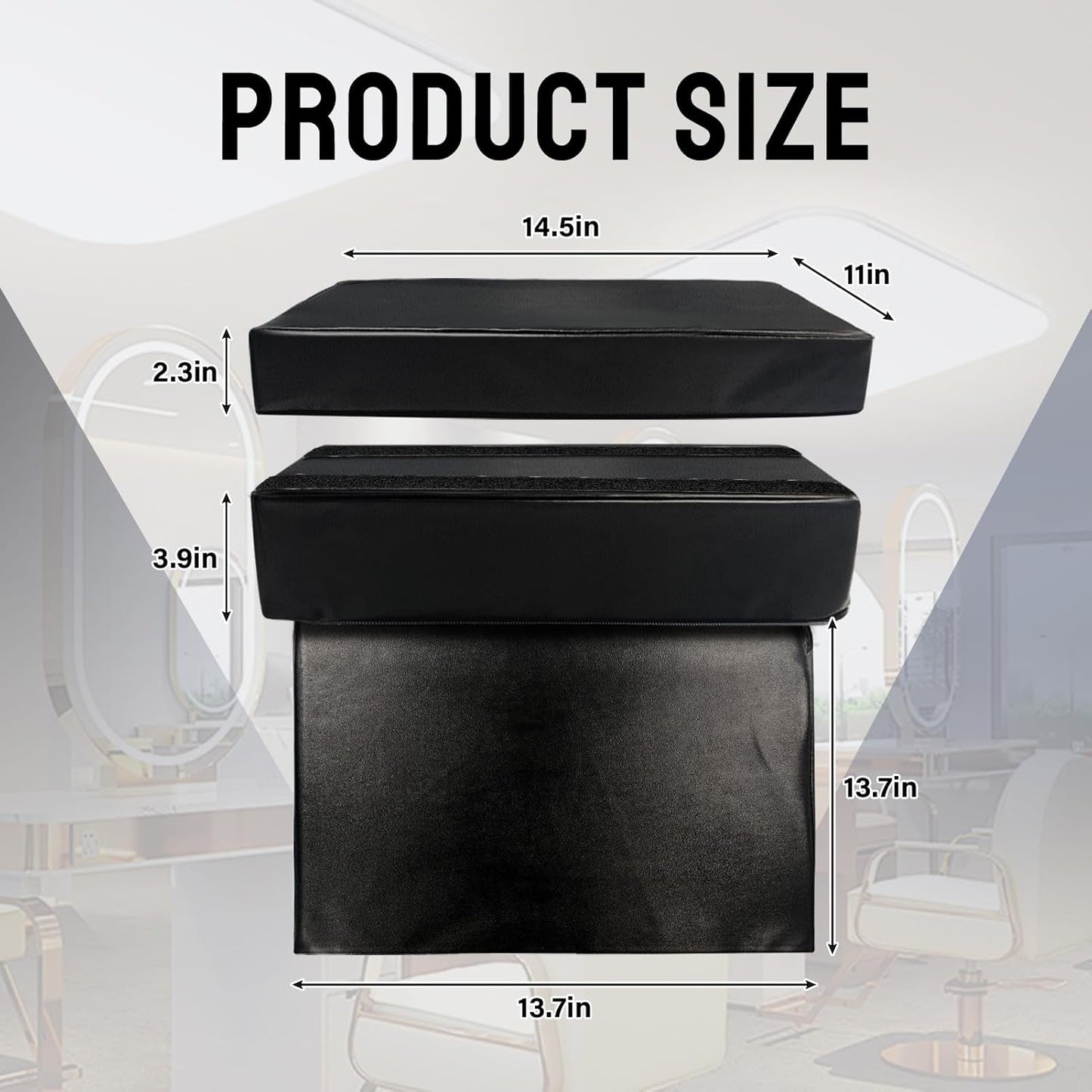 Adjustable Salon Booster Seat PU Leather Booster Seat for Salon Chair High Resilience Foam Barber Booster Seats for Hair Stylist, Beauty Salon Spa Equipment, 14.5"X11"X6.2"