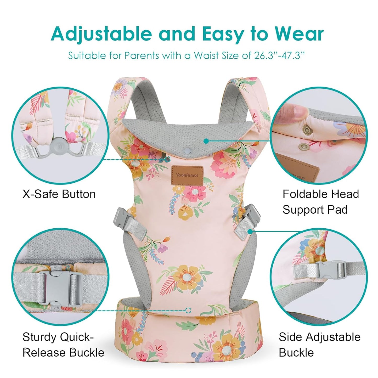 Baby Carrier, Ergonomic Adjustable Toddler Carriers for 7-33 Lbs, Cozy Lightweight Infant Carrier with Neck Support, Baby Chest Carriers with Lumbar Support for Parents (3-36 Months)