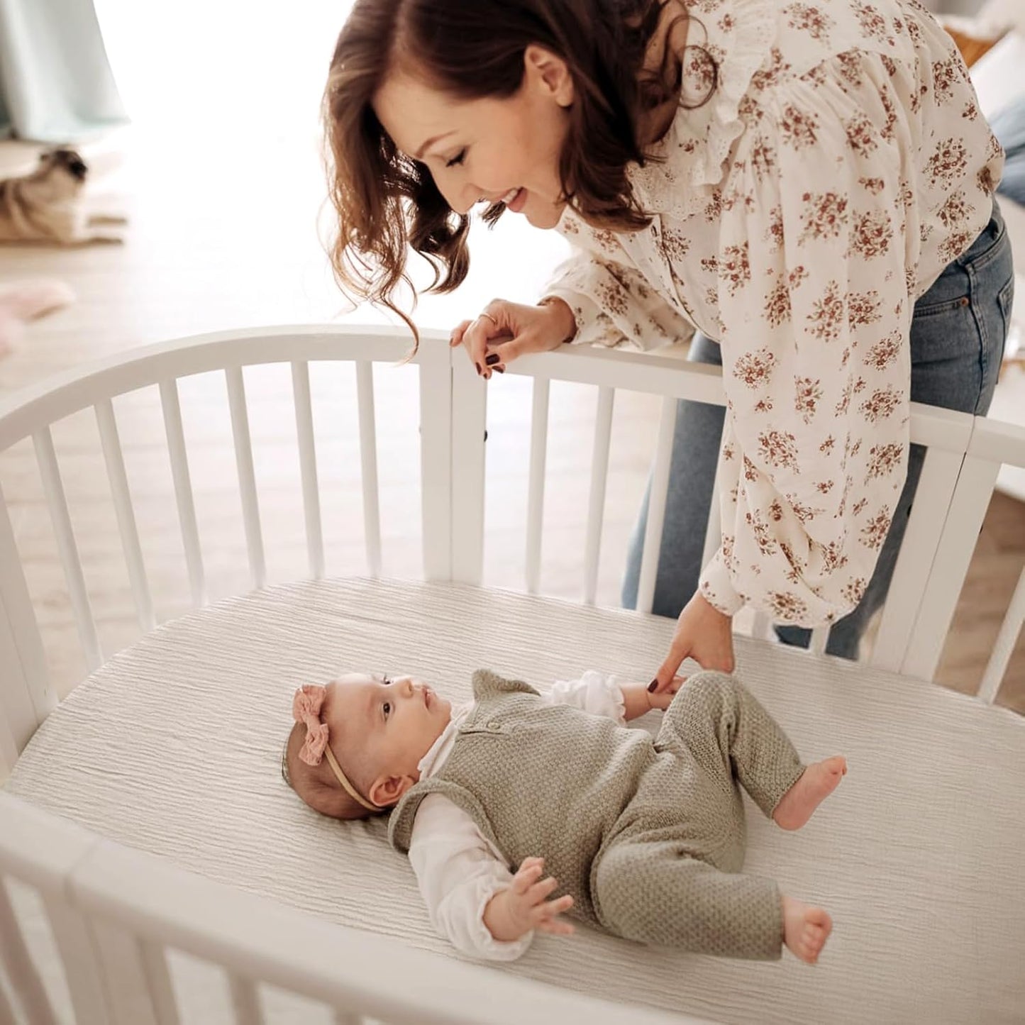 lulumoon Muslin Bassinet Sheets for Baby: Soft & Skin-Friendly Cotton Sheets for Boys and Girls - Fitted for MiClassic & Milliard Bassinet and Large Bedside Sleepers