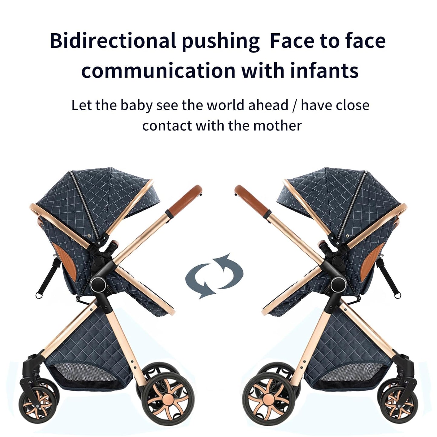 2 in 1 Baby Stroller, Convertible Pram, Reversible Standard Stroller, Portable Baby Buggy, Infant Carriage, Foldable High Landscape Pushchair for Toddler Newborn (225 Grey)