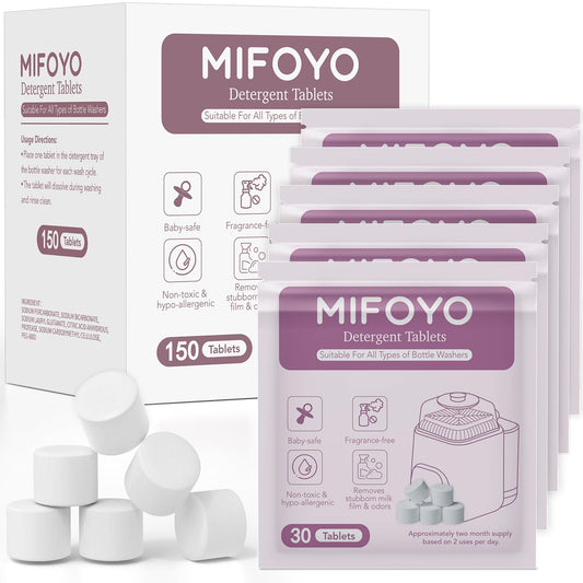 150PCS Baby Bottle Washer Detergent Tablets, Detergent Soap Tablets Compatible with All Types of Bottle Washers, Bottle Cleaning Tablets, Baby Bottle Washer Tablets, 30 Count per Bag