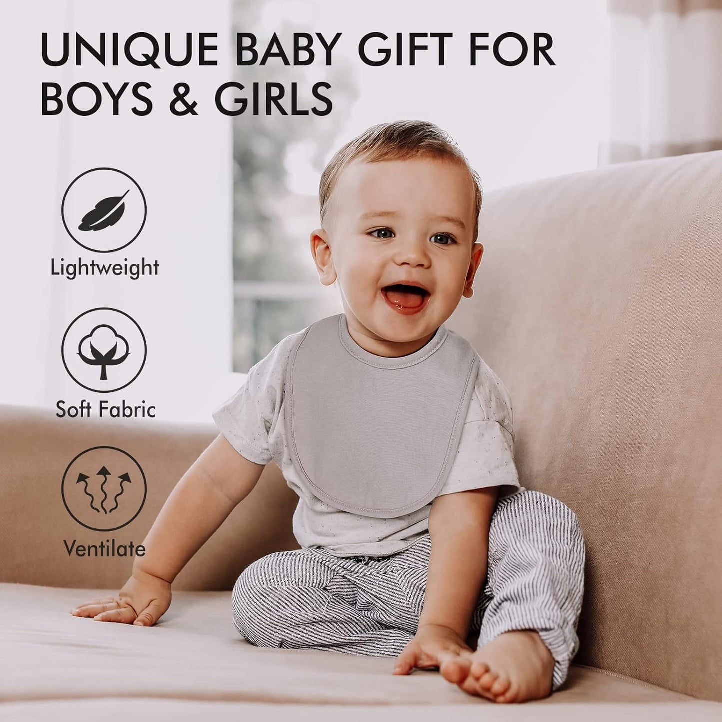 10 Pack Cotton Snap Bibs for Baby Boy Girl, Super Soft Drool Bibs for Teething and Feeding