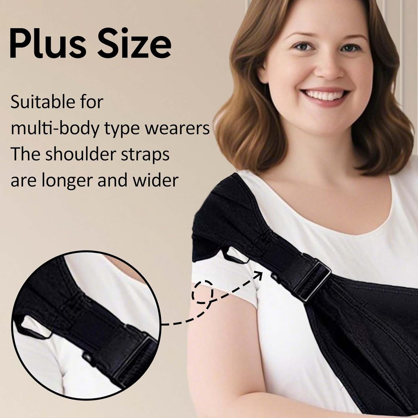 Plus Size Baby Sling Carrier - Baby Carrier Extended Adjustable Design for Larger Kids, Breathable Anti-Slip Support up to 45 lbs, ASTM Certified (Plus-Black)